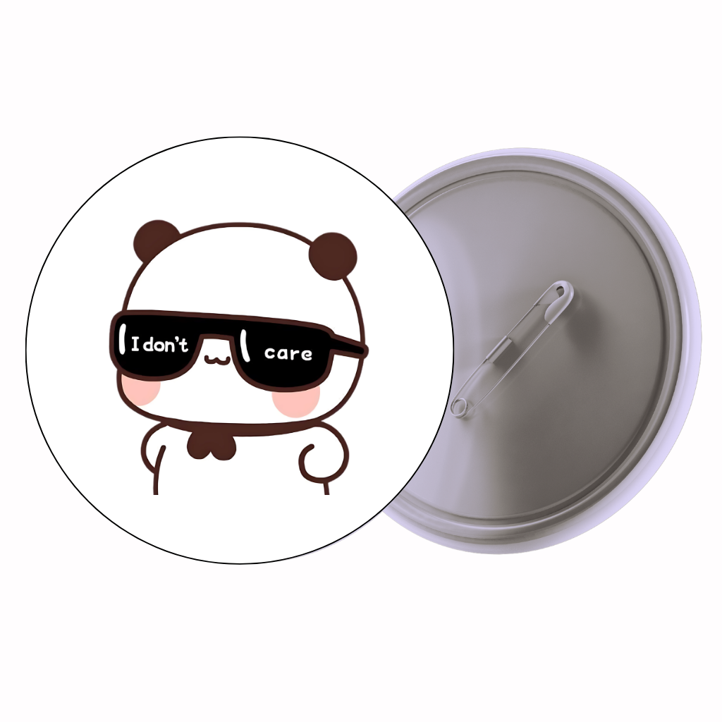 Panda 'I Don't Care' Face Cute Pin Badge | Cartoon Badge for Bags & Jackets (2 Sizes)