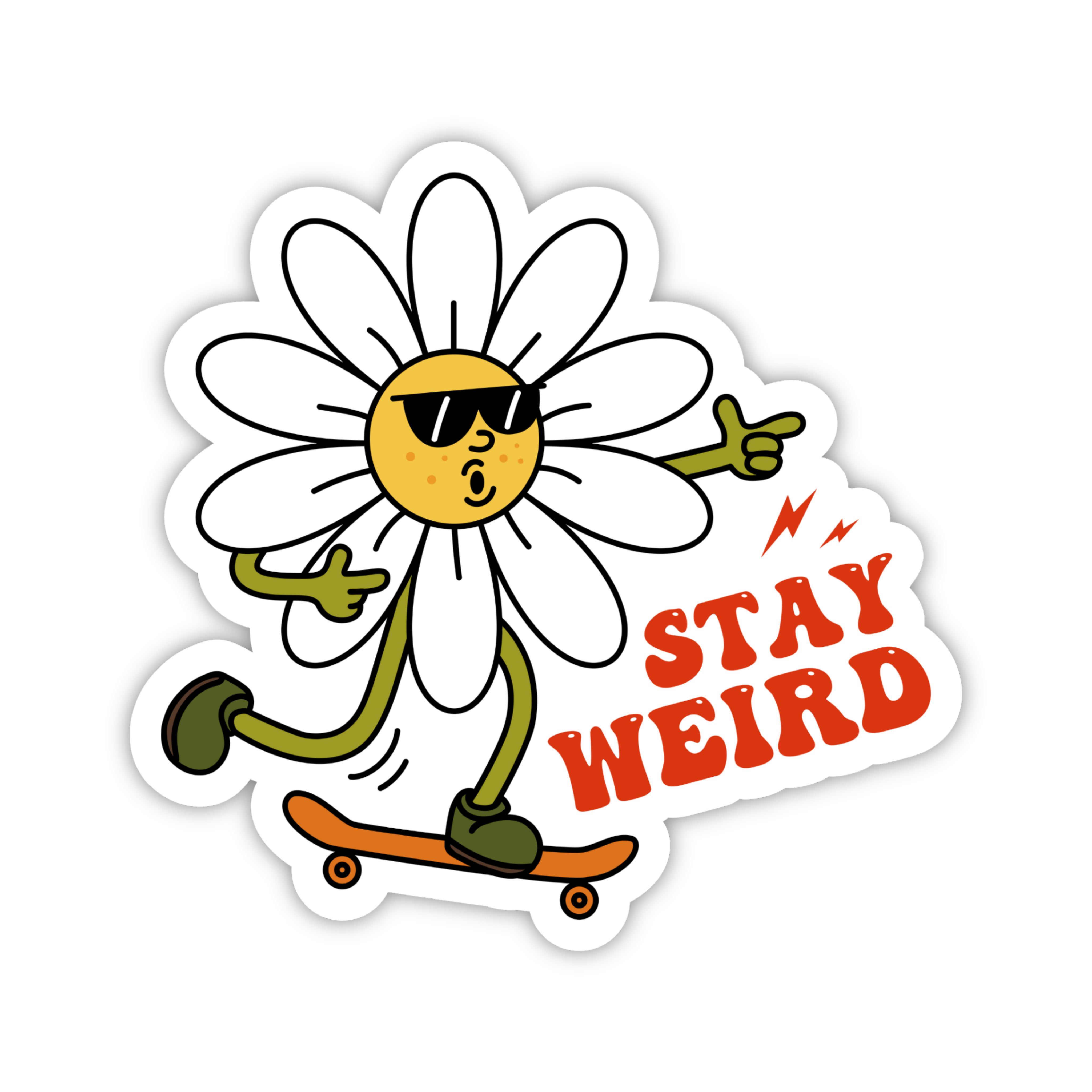 Stay Weird Skateboard Daisy Sticker