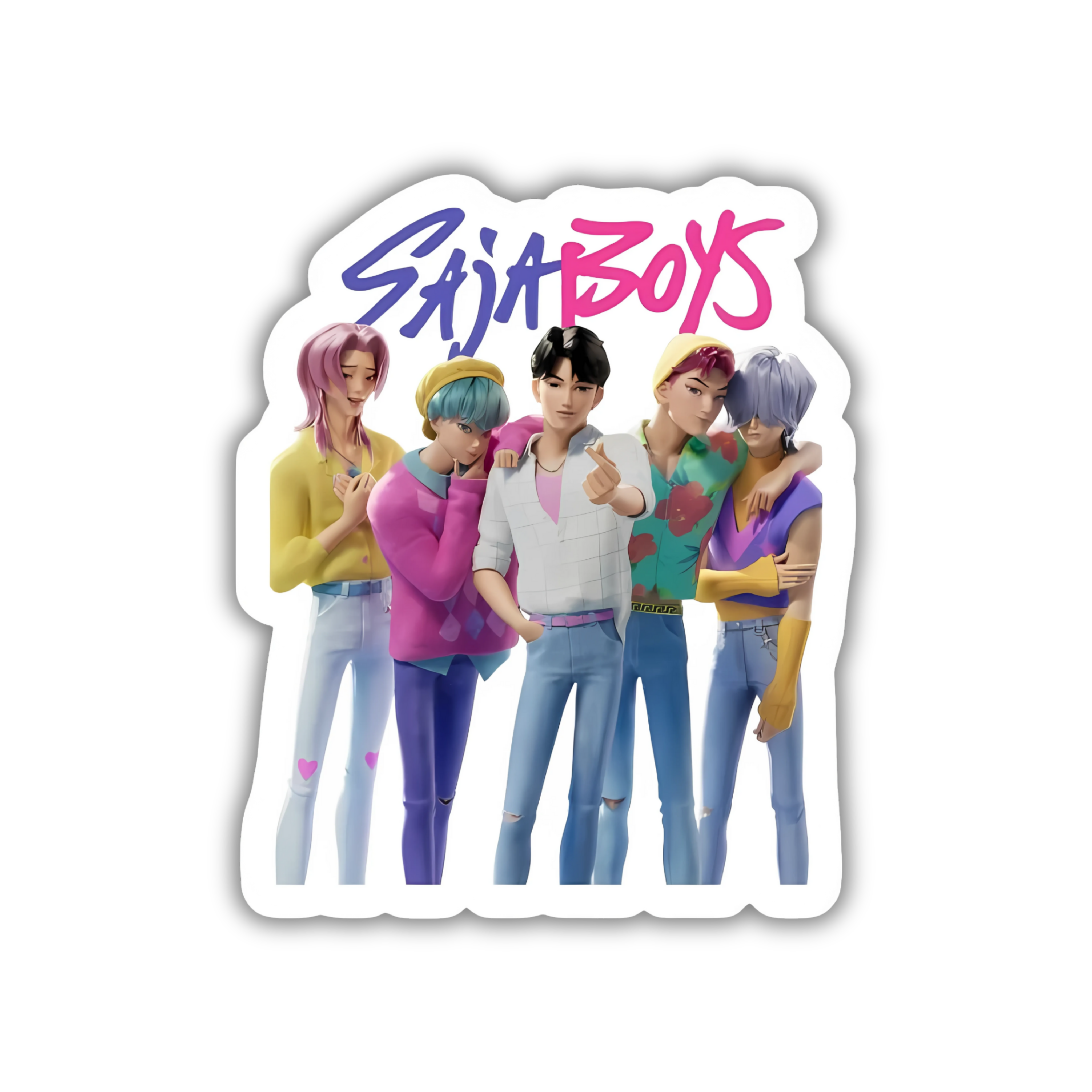 Stray Boys Group Illustration Vinyl Sticker | K-Pop Aesthetic Fandom Laptop Decal | Snap Magicians