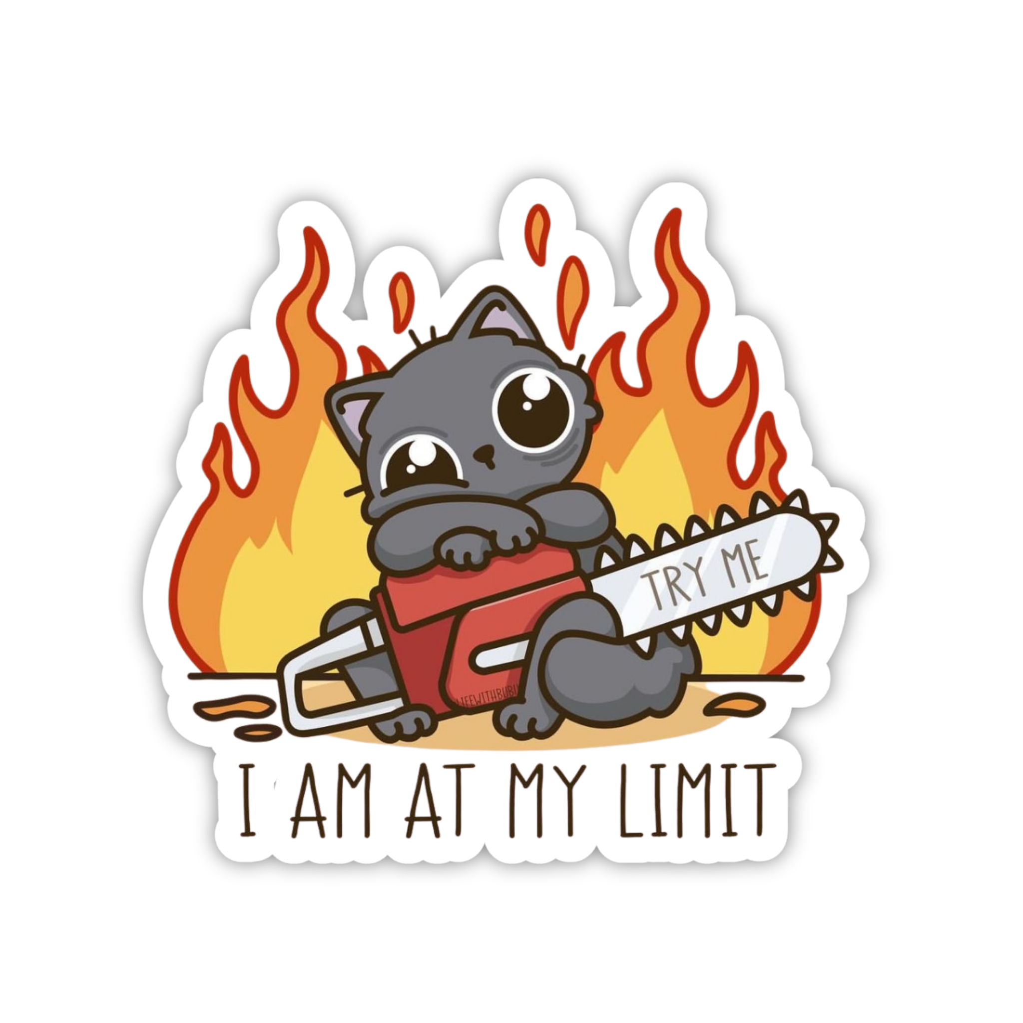 I Am At My Limit Burnout Cat Sticker