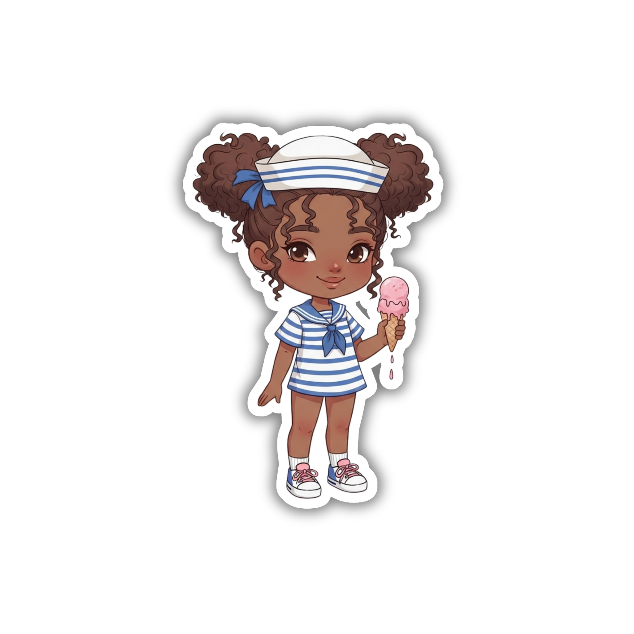 Braids Girl With Ice Cream Vinyl Sticker | Stranger Things Aesthetic Laptop Decal | Snap Magicians