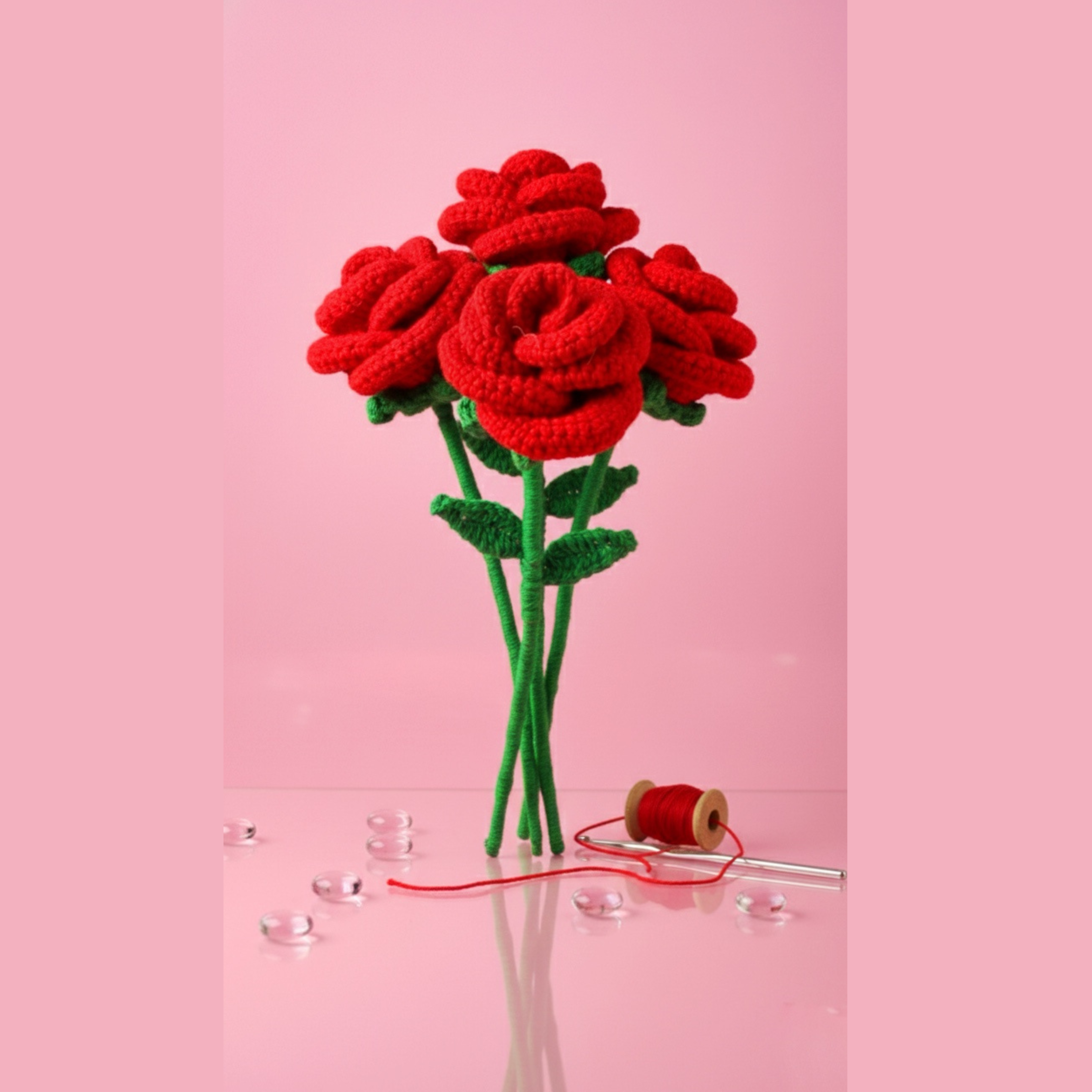 Handmade Crochet Red Rose