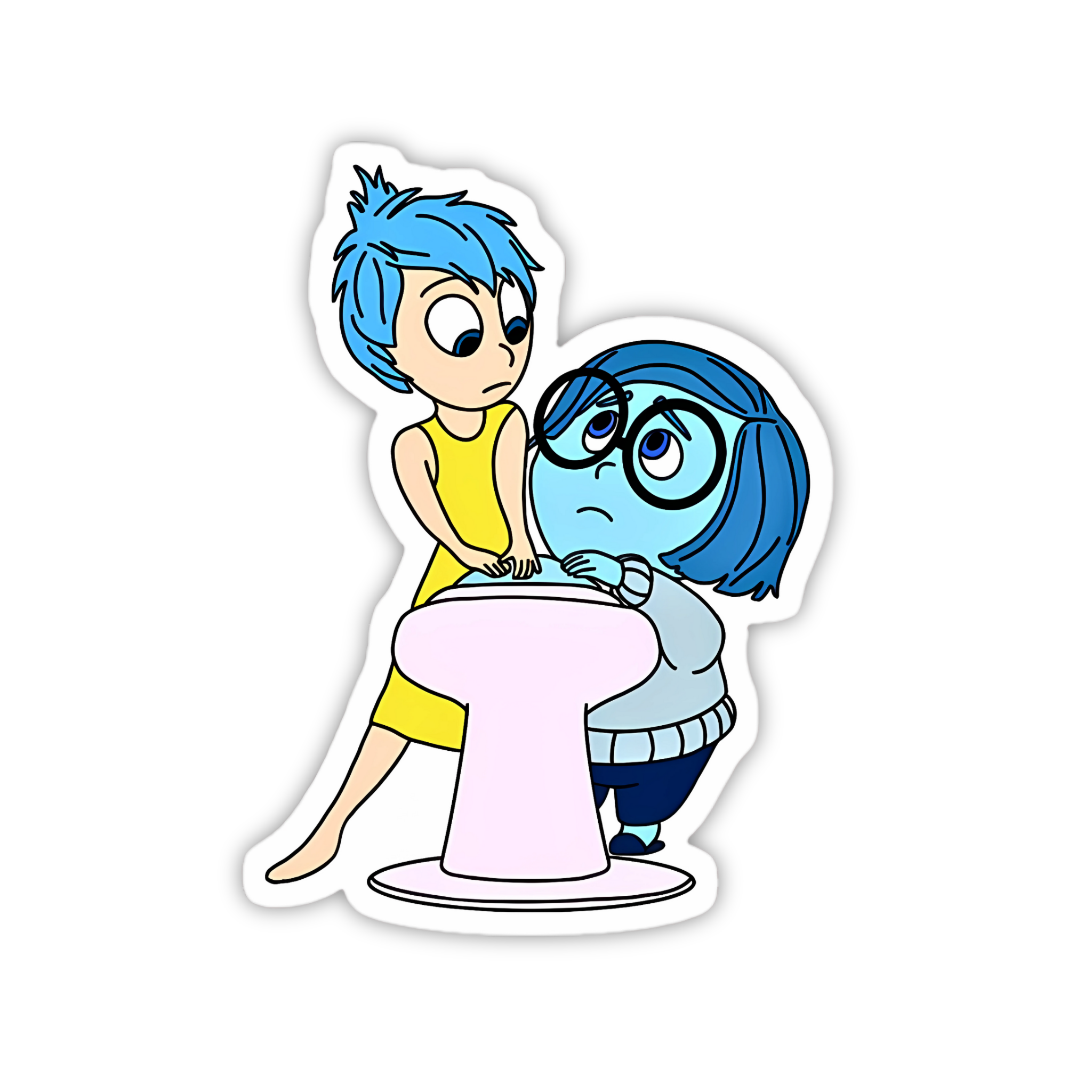 Joy And Sadness Sit Sticker
