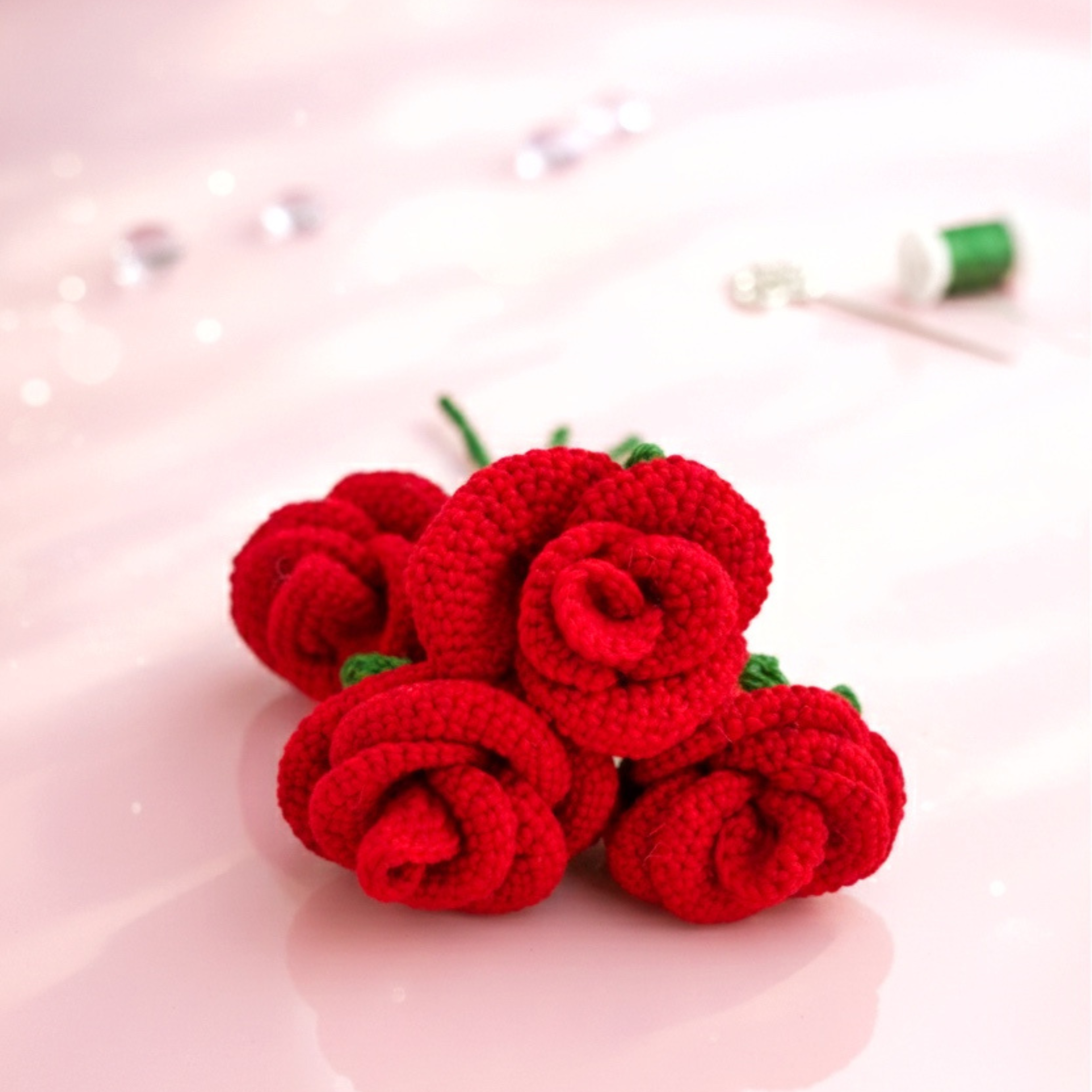 Handmade Crochet Red Rose