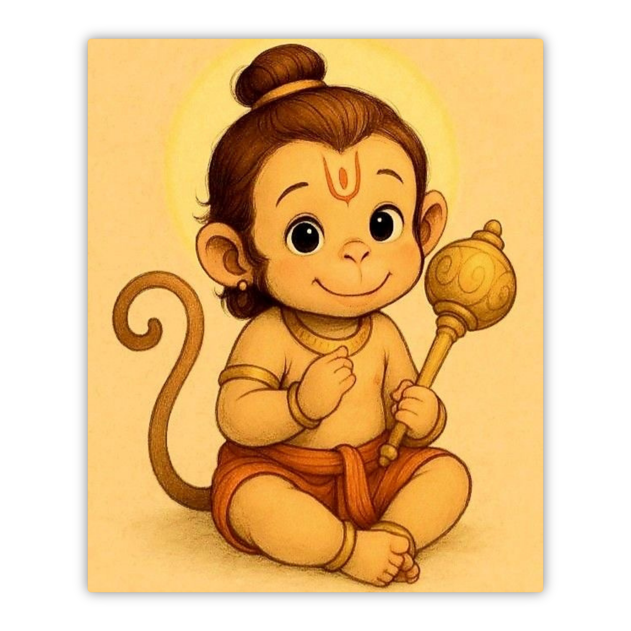 Cute Baby Hanuman Butter Love Fridge Magnet – Bal Veer Blessings Decor