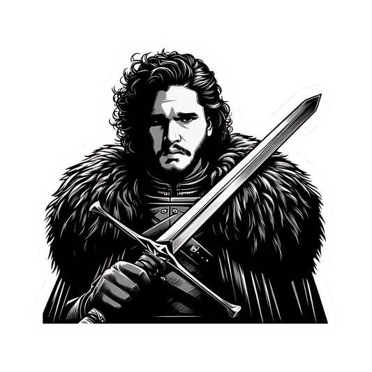 Game of Thrones Stickers - Man Holding Sword Black & White