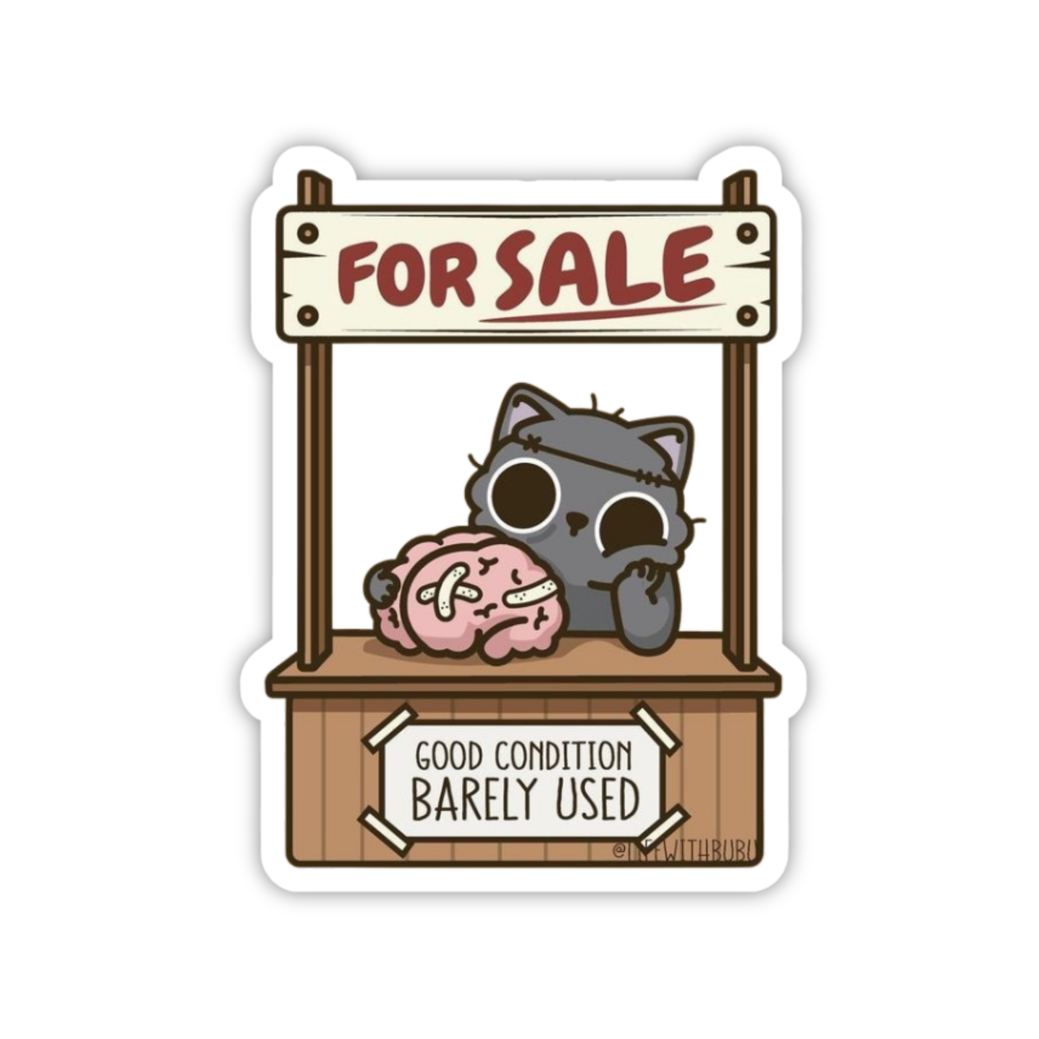 For Sale Slightly Used Brain Cat Sticker