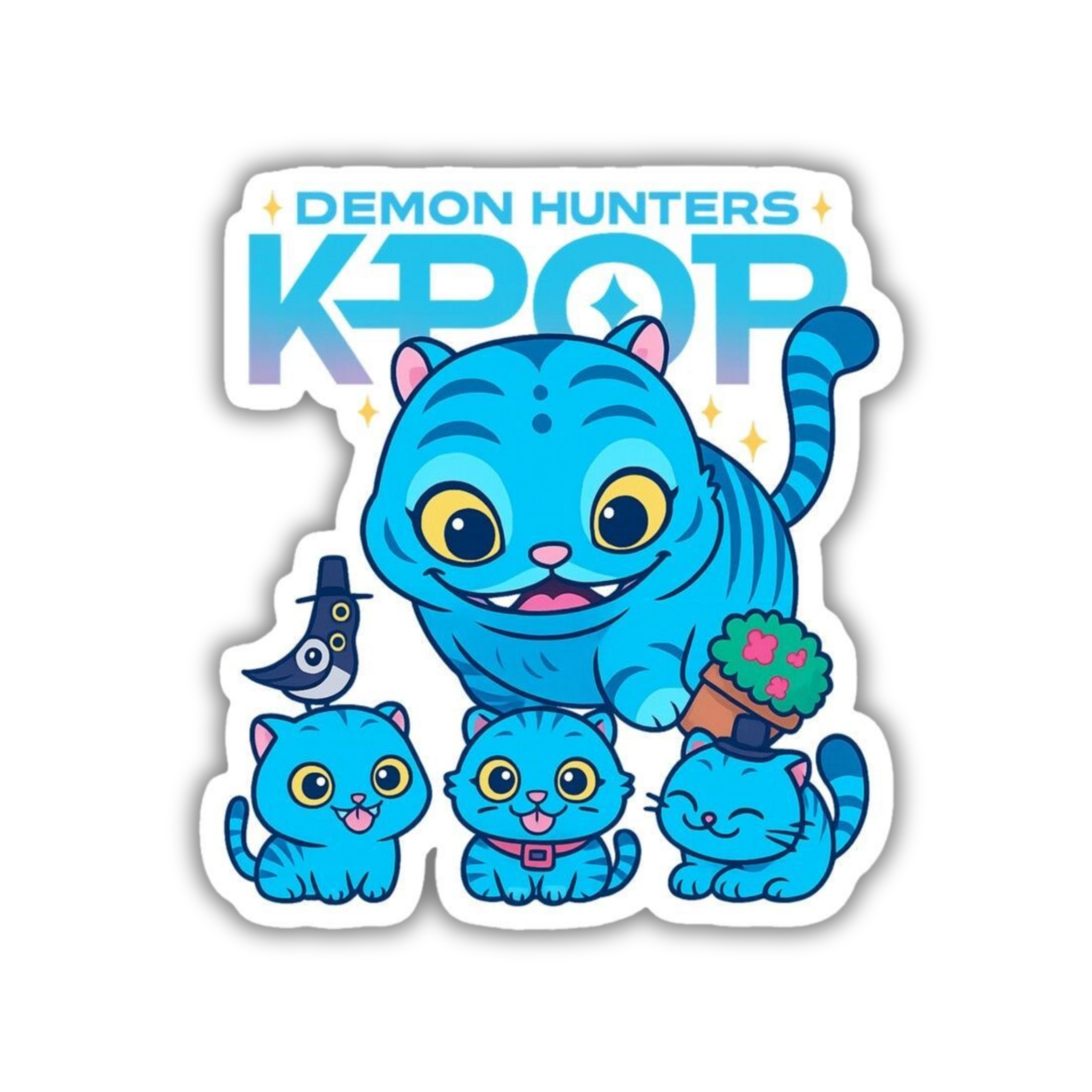 Demon Hunters Blue Koala Mascot Vinyl Sticker | K-Pop Aesthetic Fandom Laptop Decal | Snap Magicians