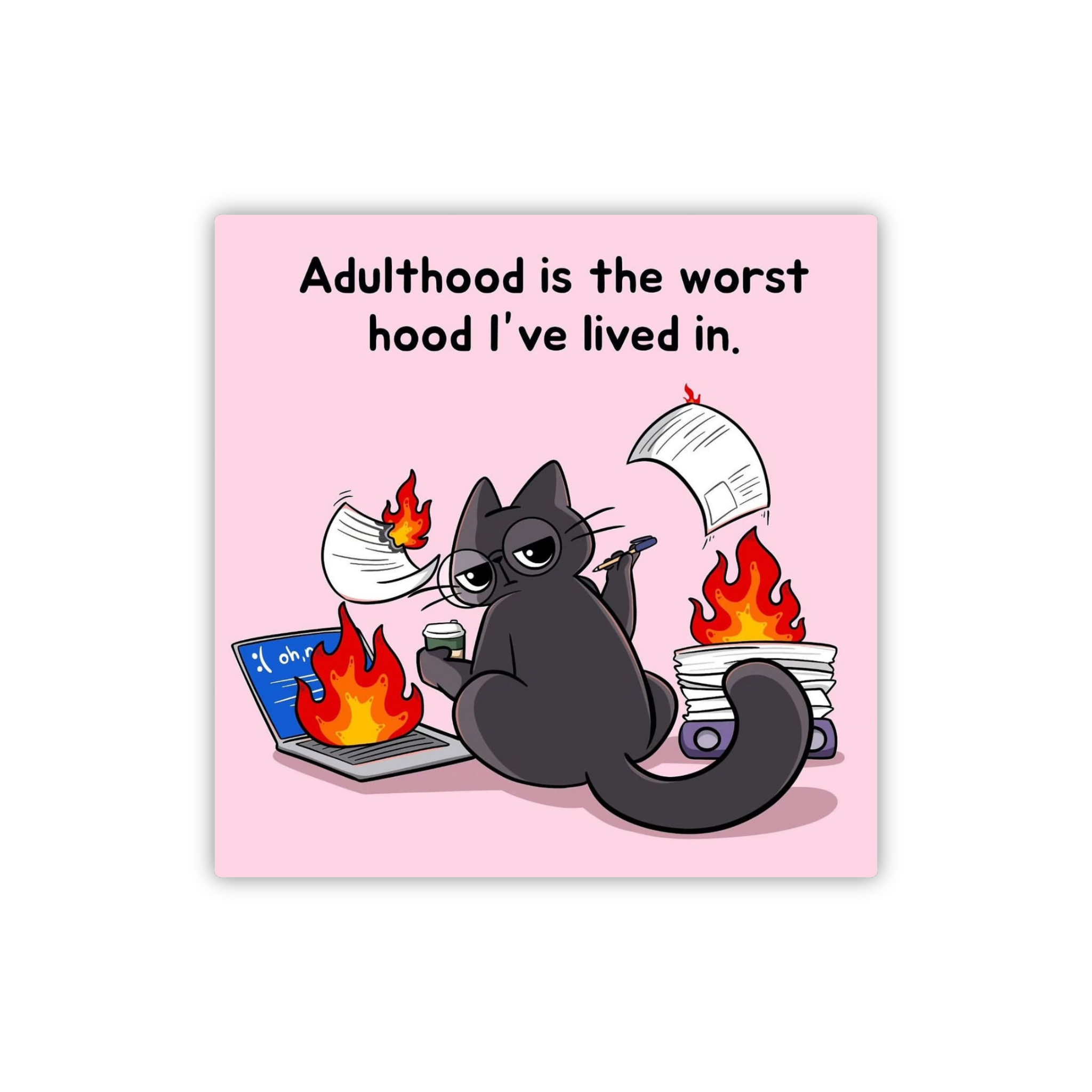 Adulting is the Worst Cat Quote Fridge Magnet – Funny Mood Decor