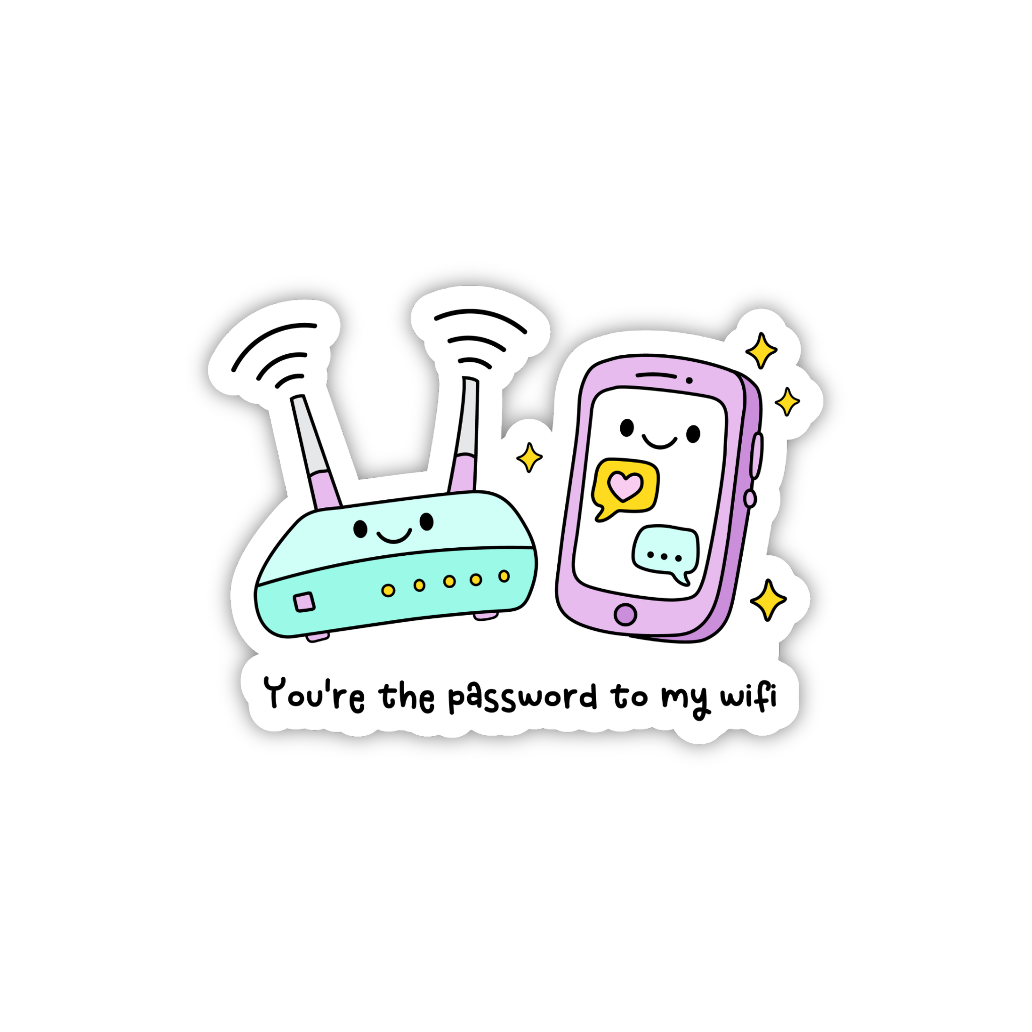 You're The WiFi To My Phone Cute Couple Sticker