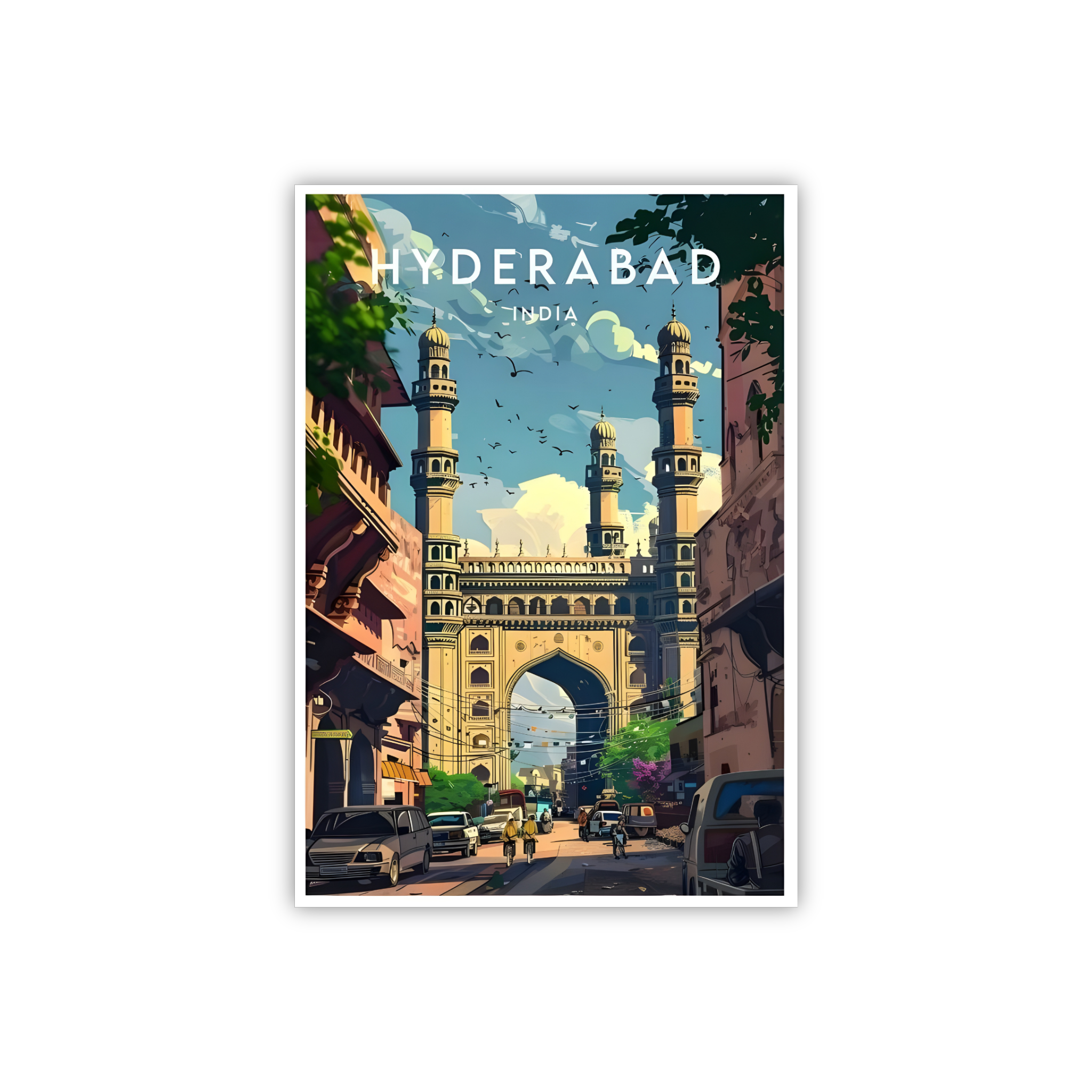 Hyderabad Charminar Vintage Art Shape Magnet – Old City Travel Souvenir