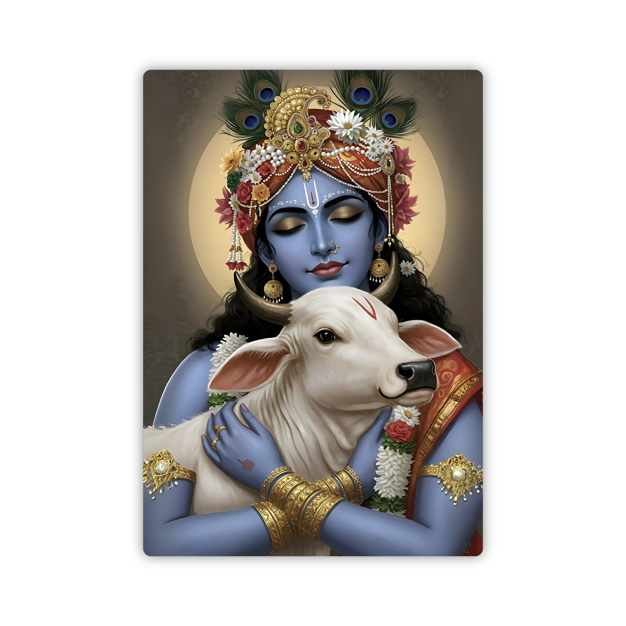 Krishna with Cow Divine Care Fridge Magnet – Govinda Blessings Decor