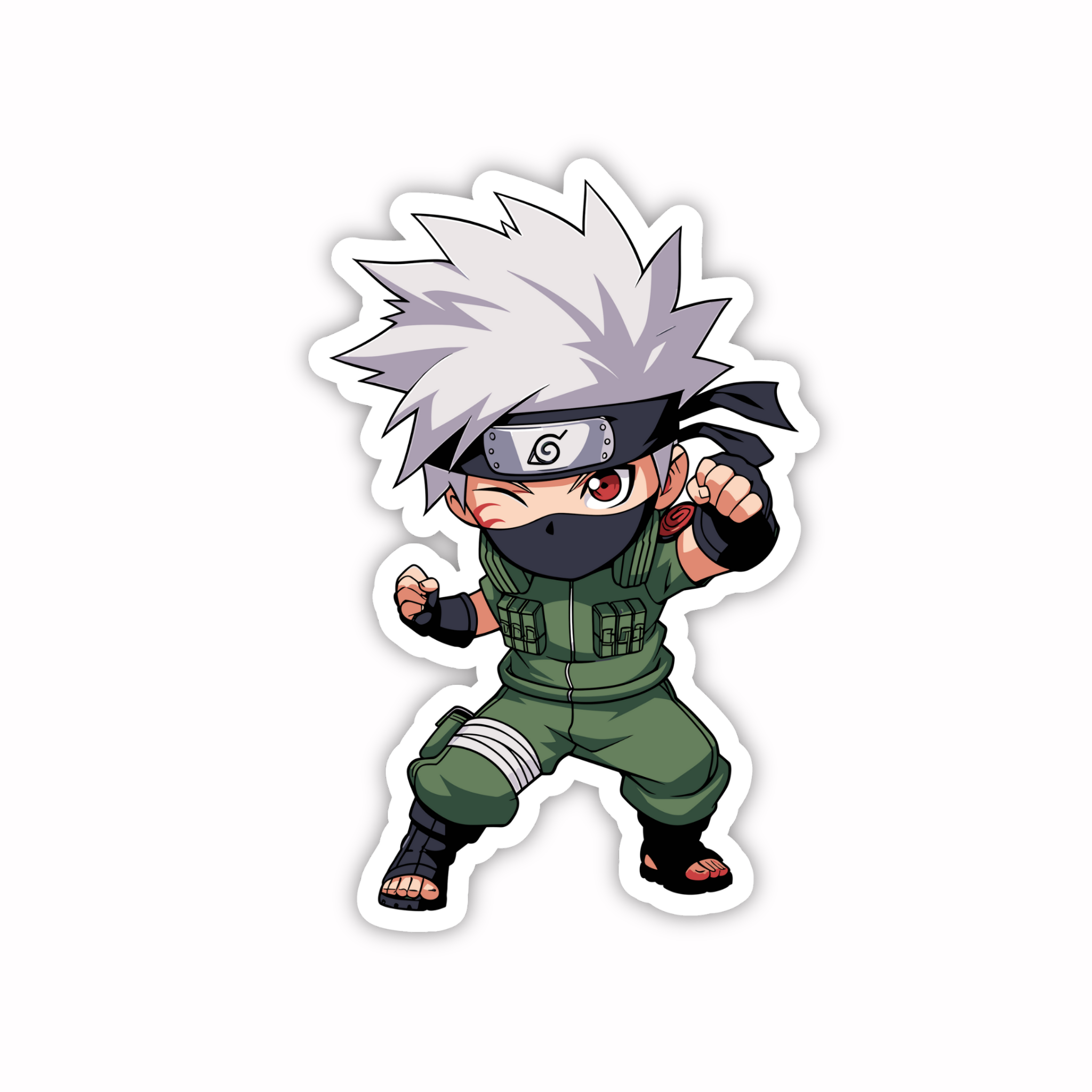 White Hair Ninja Action Sticker