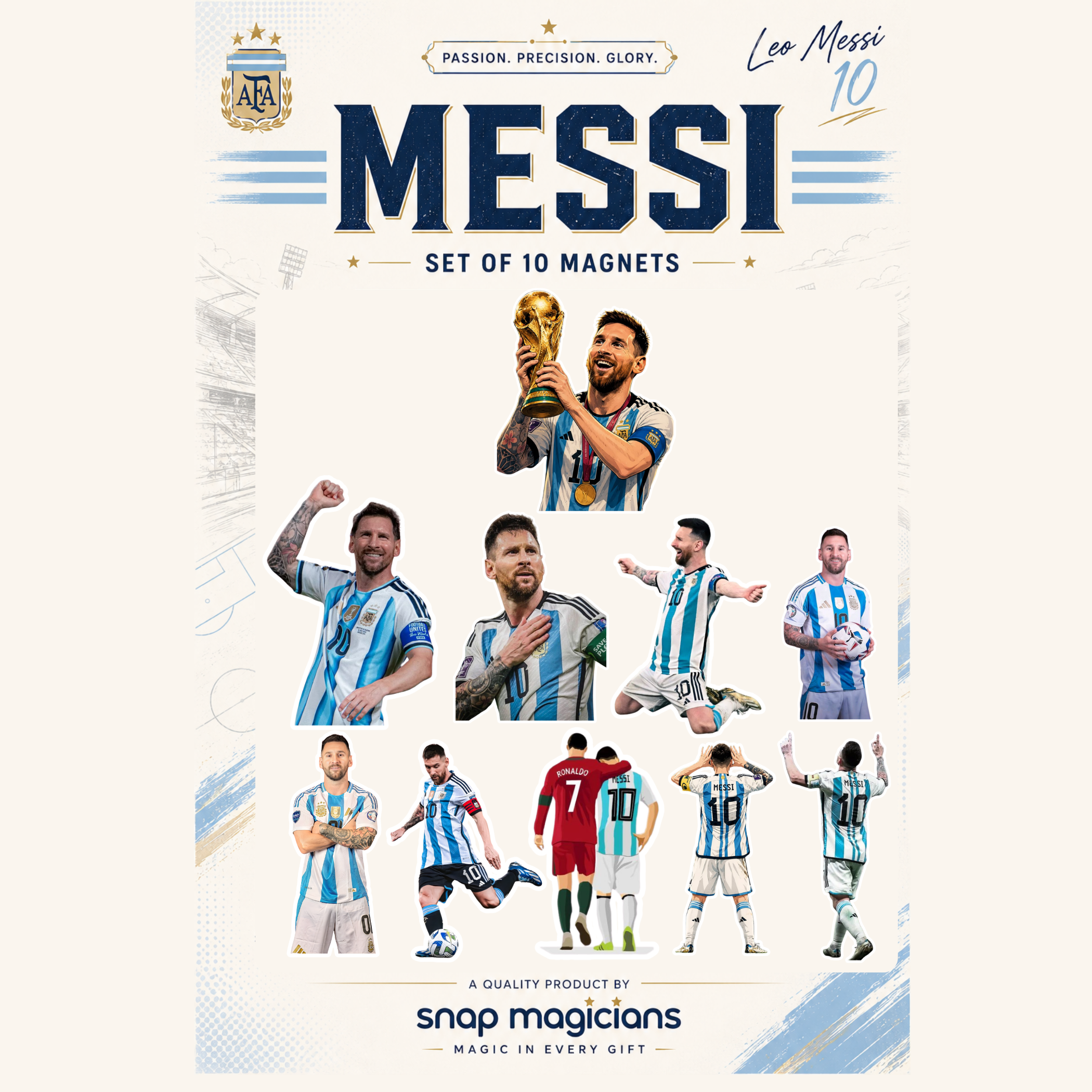 Messi Flexible Magnet Set of 6 | Football Fan Gift