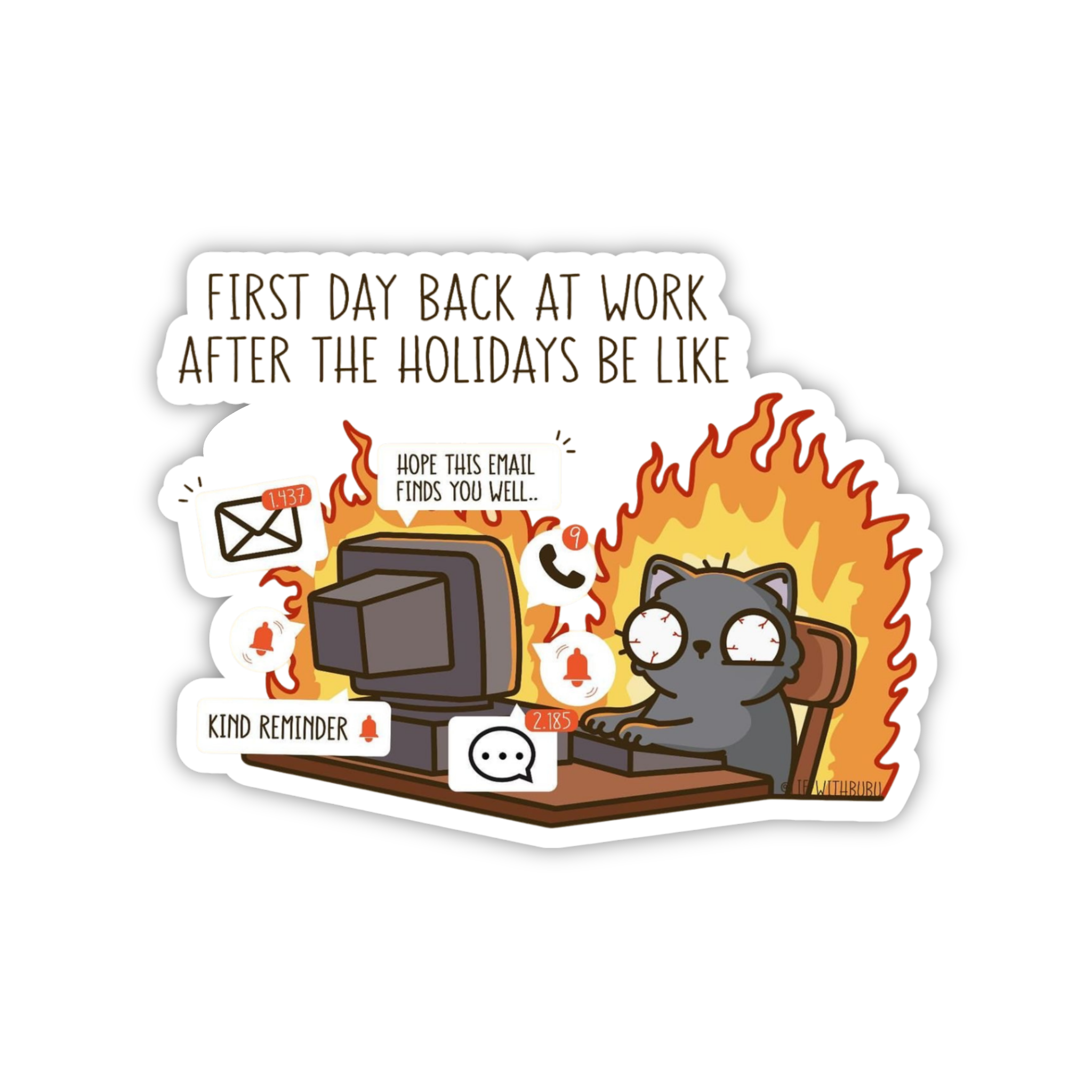 First Day Back At Work Cat Sticker