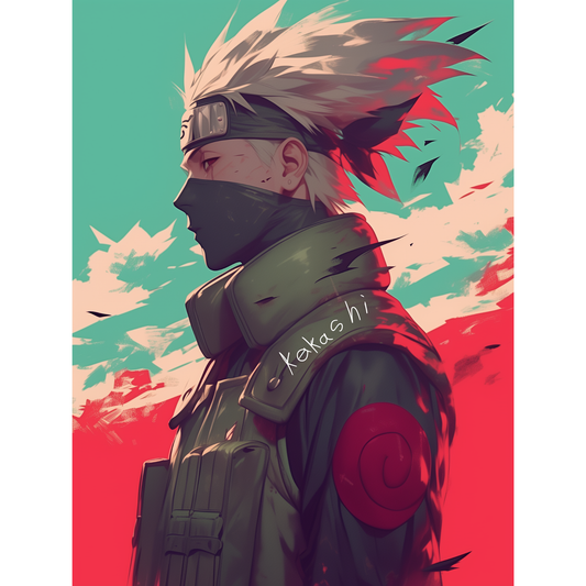 Kakashi Hatake Poster – Naruto Shippuden Wall Art | Sharingan Ninja Print – Red Glow Kakashi