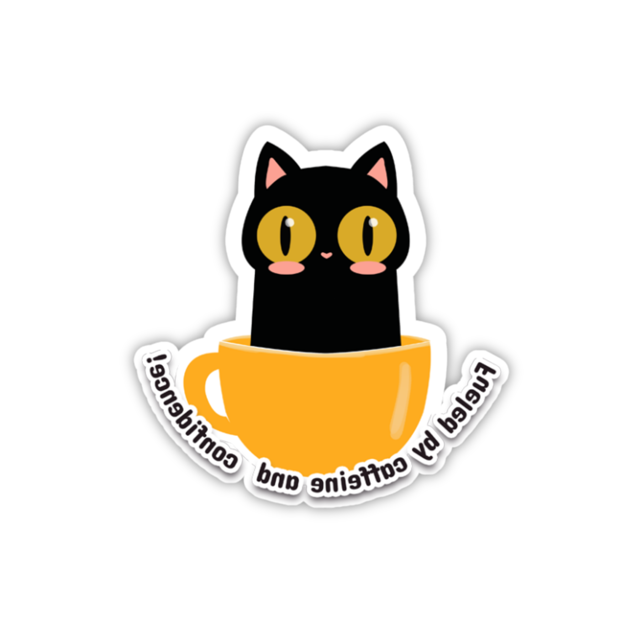 Black Cat In Cup Cute Sticker