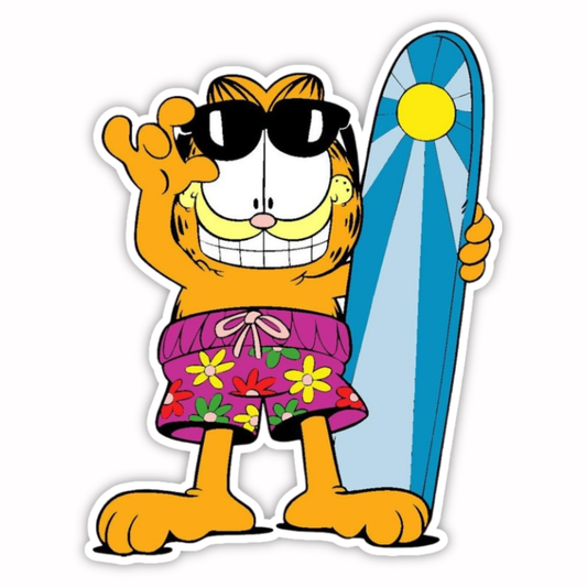 Garfield Stickers - Surfboard Vacation Garfield