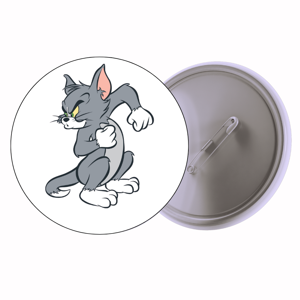 Cat Thinking Cute Pin Badge | Cartoon Badge for Bags & Jackets (2 Sizes)