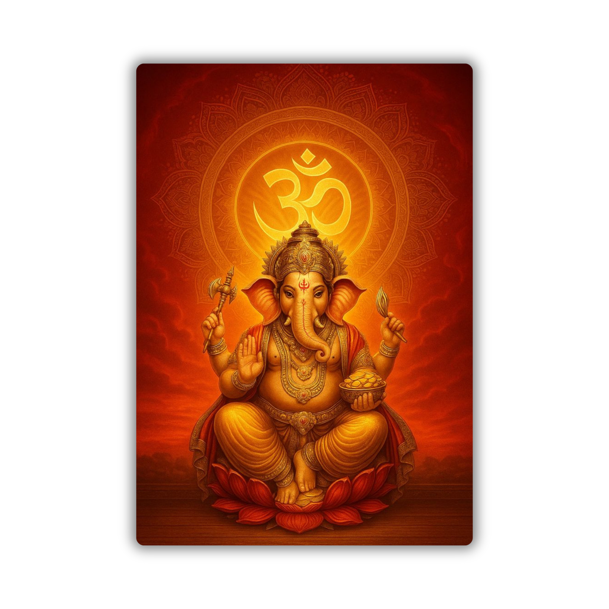 Glowing Om Ganesha Blessings Fridge Magnet – Auspicious Spiritual Decor