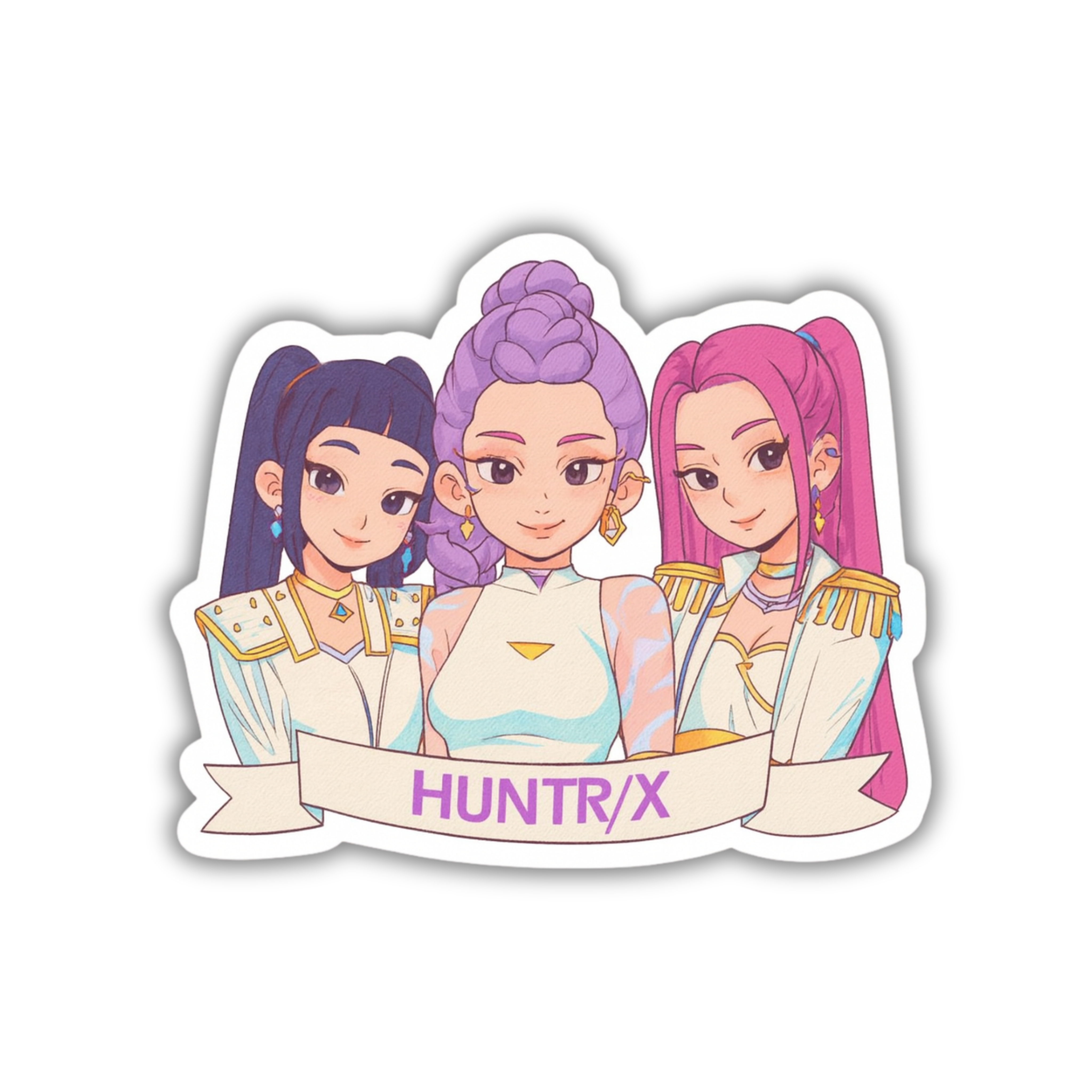 Huntrix Trio Pastel Art Vinyl Sticker | K-Pop Aesthetic Fandom Laptop Decal | Snap Magicians