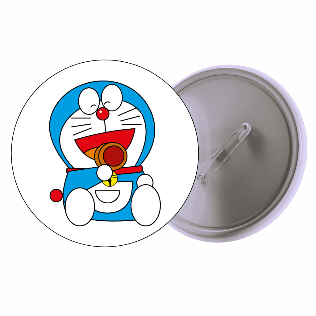 Robot Cat Laugh Cute Pin Badge | Cartoon Badge for Bags & Jackets (2 Sizes)