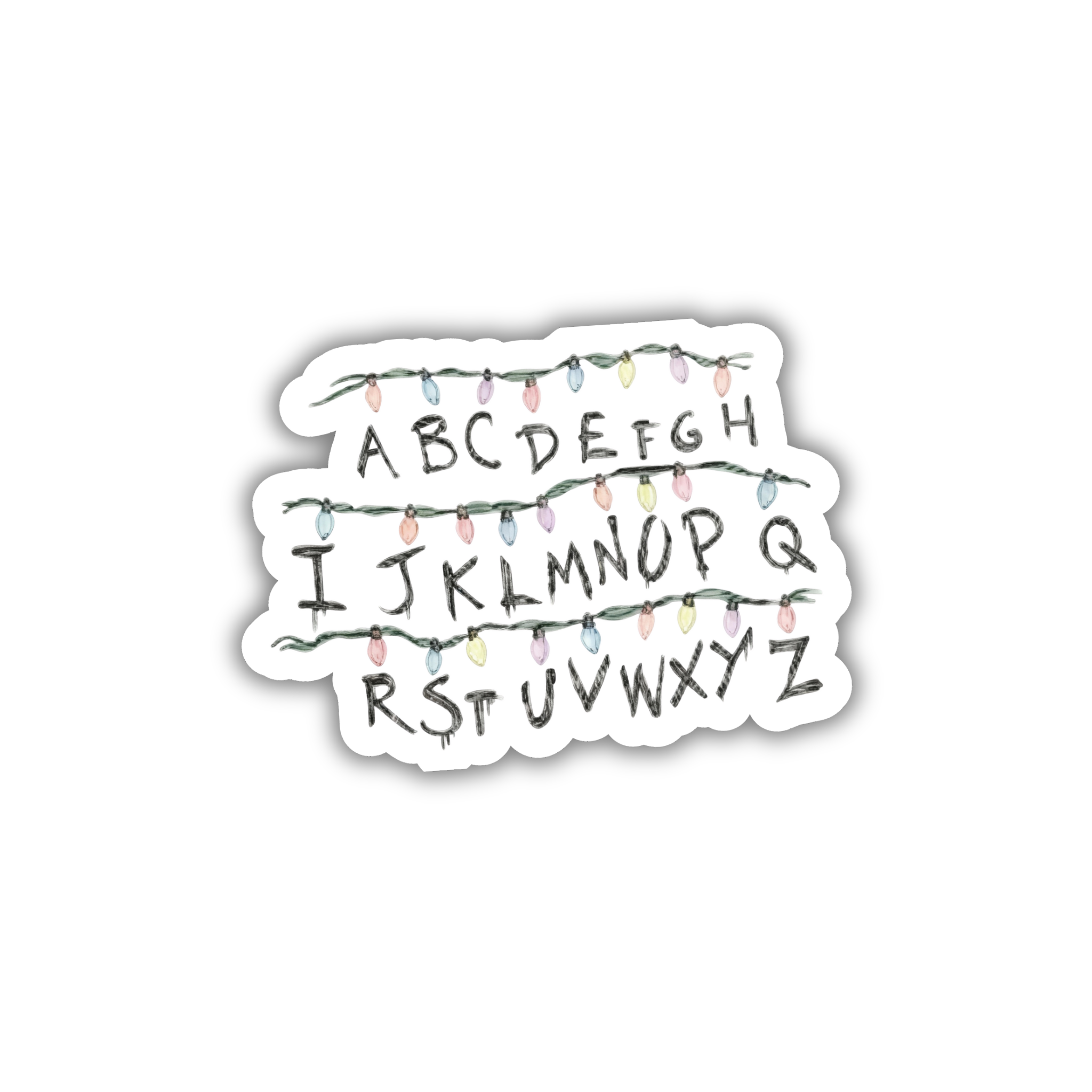 Alphabet Wall Lights Vinyl Sticker | Stranger Things Aesthetic Laptop Decal | Snap Magicians