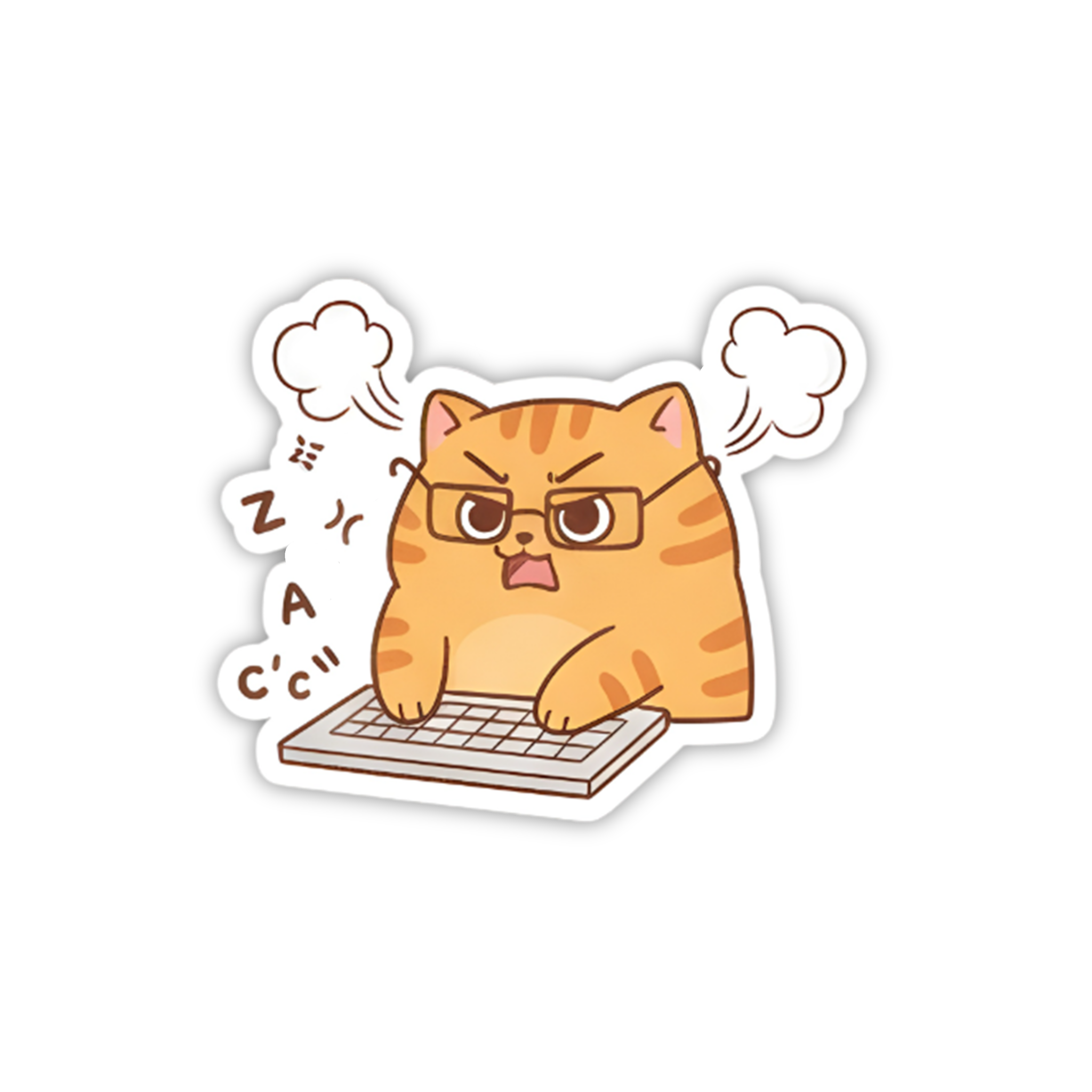 Coffee Break Orange Cat Sticker