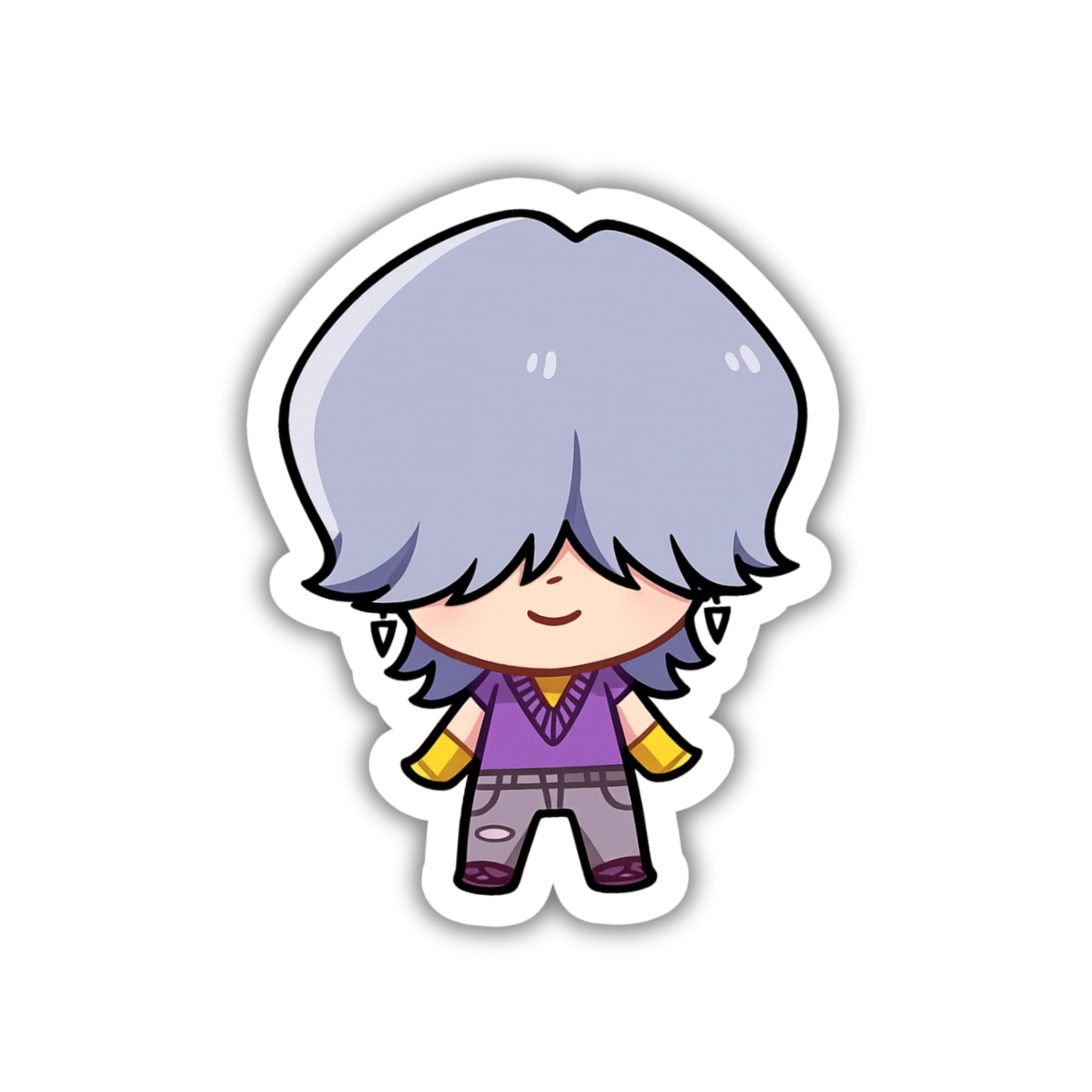 Silver Hair Chibi Idol Boy Vinyl Sticker | K-Pop Aesthetic Fandom Laptop Decal | Snap Magicians