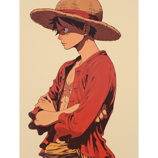 Monkey D. Luffy Poster – One Piece Anime Wall Art | Straw Hat Pirate Captain Print – Pensive Captain