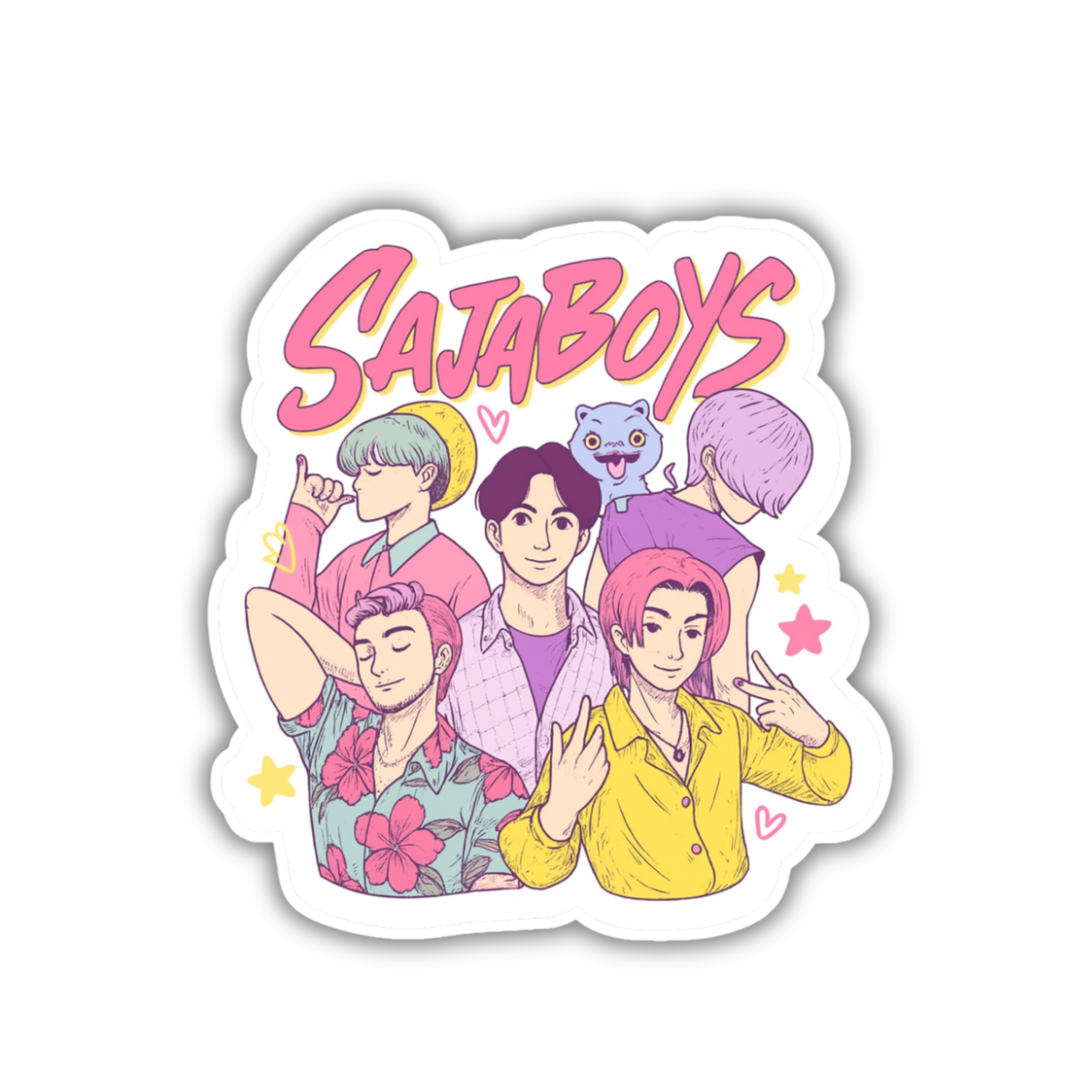 Satboys K-Pop Group Art Vinyl Sticker | K-Pop Aesthetic Fandom Laptop Decal | Snap Magicians