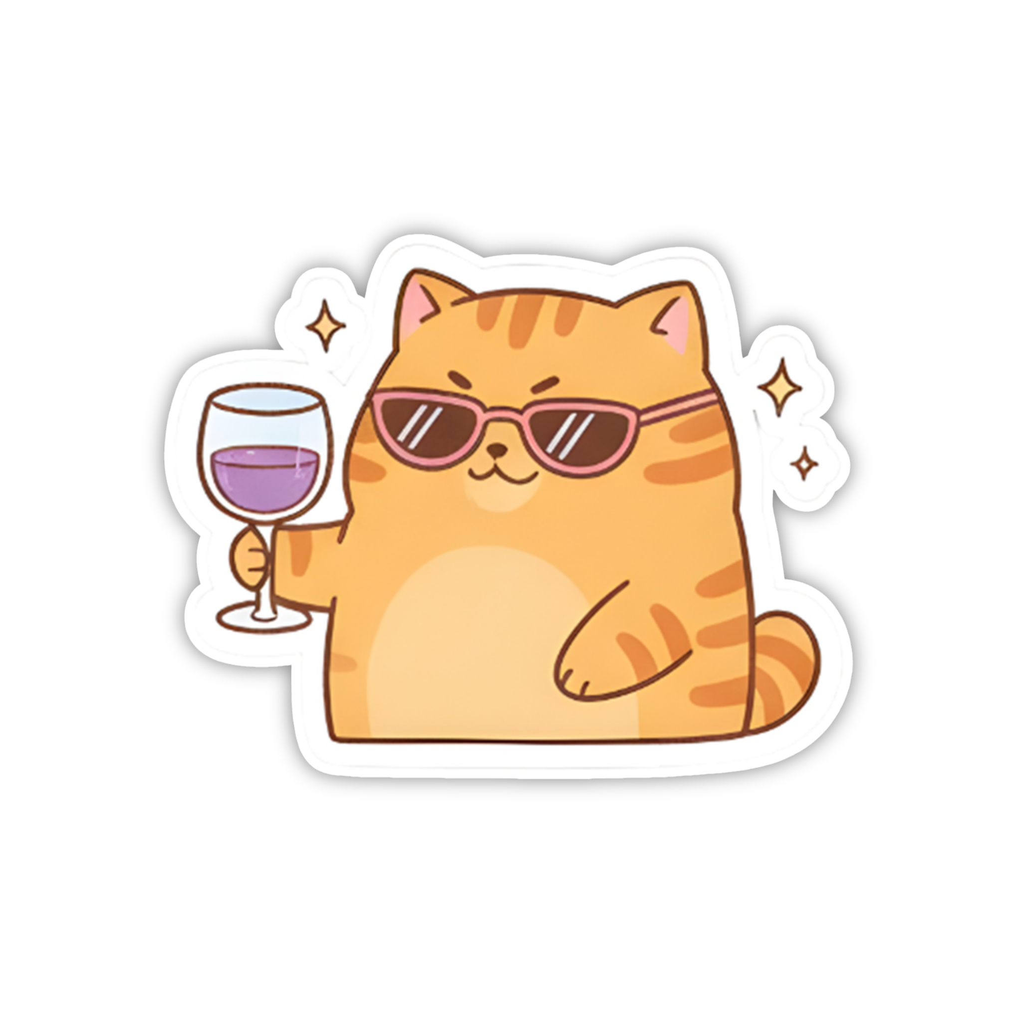 Wine Lover Cat Chill Sticker