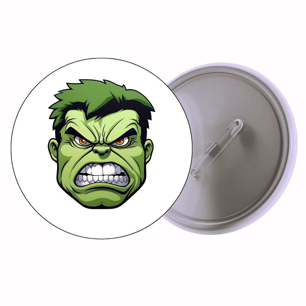 Green Rage Face Cute Pin Badge | Cartoon Badge for Bags & Jackets (2 Sizes)