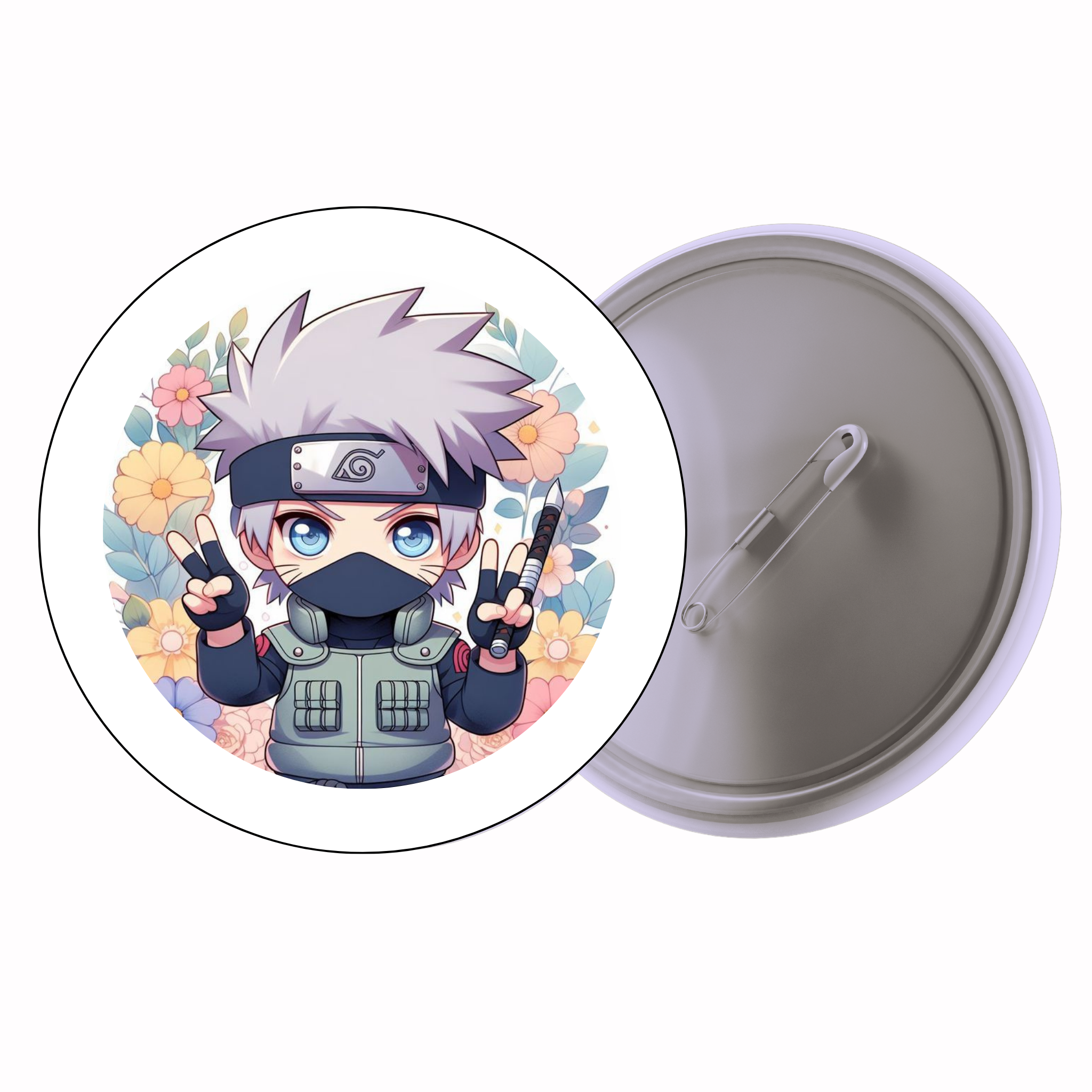 Naruto Kakashi Hatake Floral Anime Pin Badge