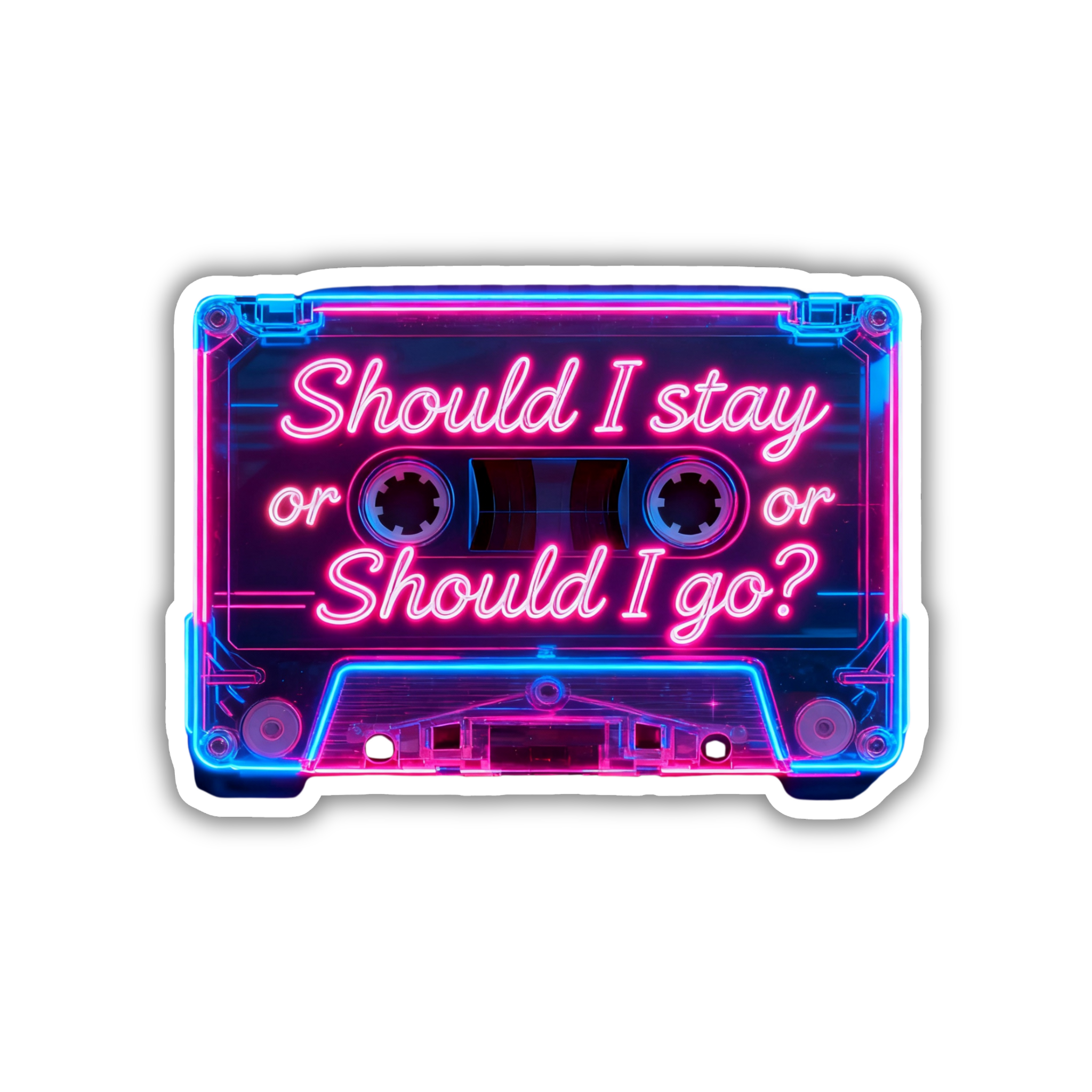 Should I Stay Neon Sign Vinyl Sticker | Stranger Things Aesthetic Laptop Decal | Snap Magicians