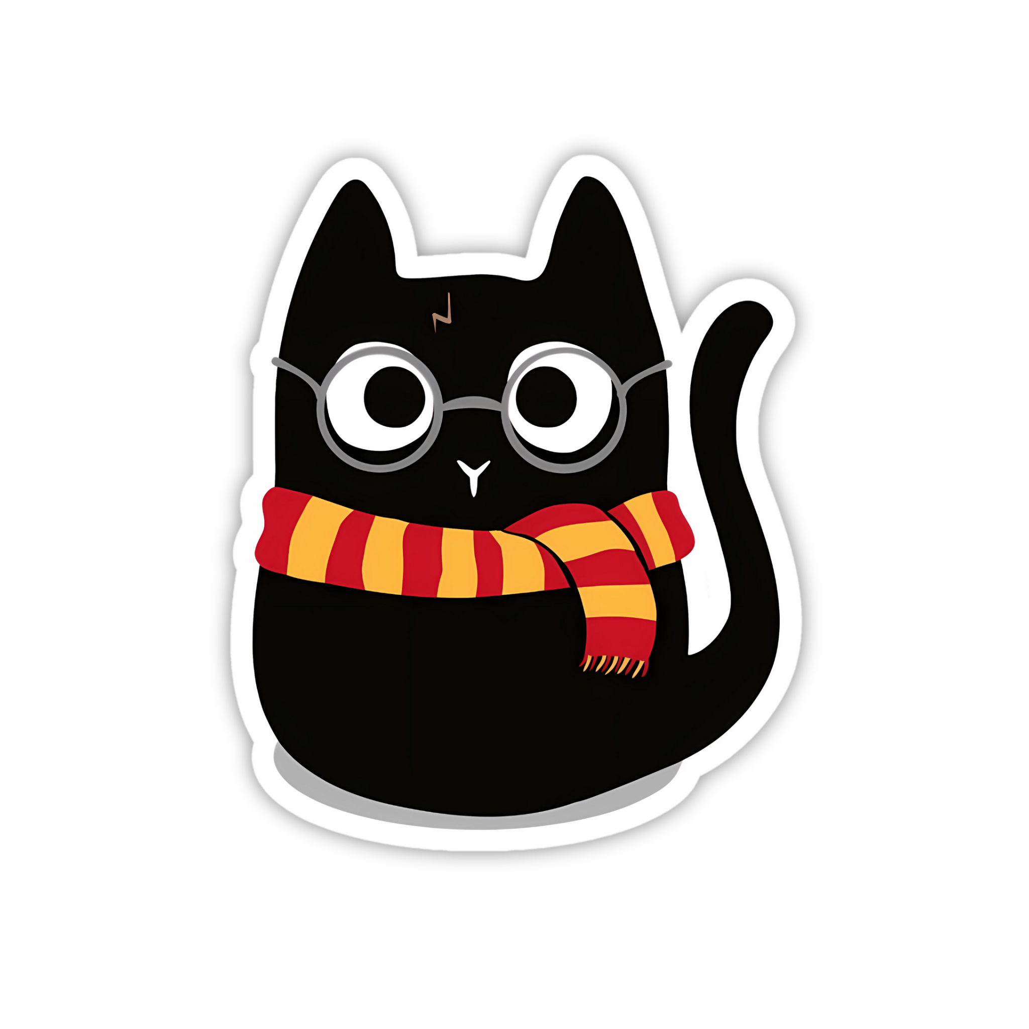 Black Cat Gryffindor Scarf Cute Sticker