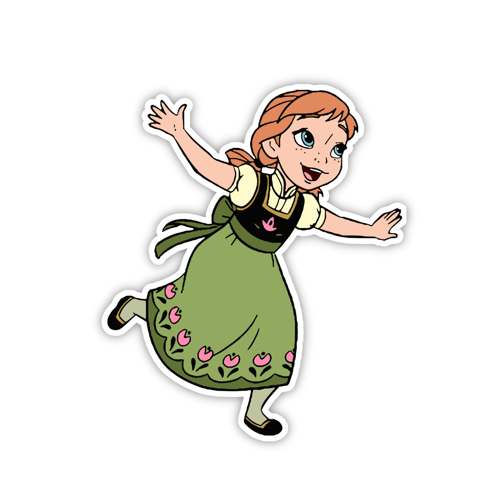 Anna Running Green Dress Sticker