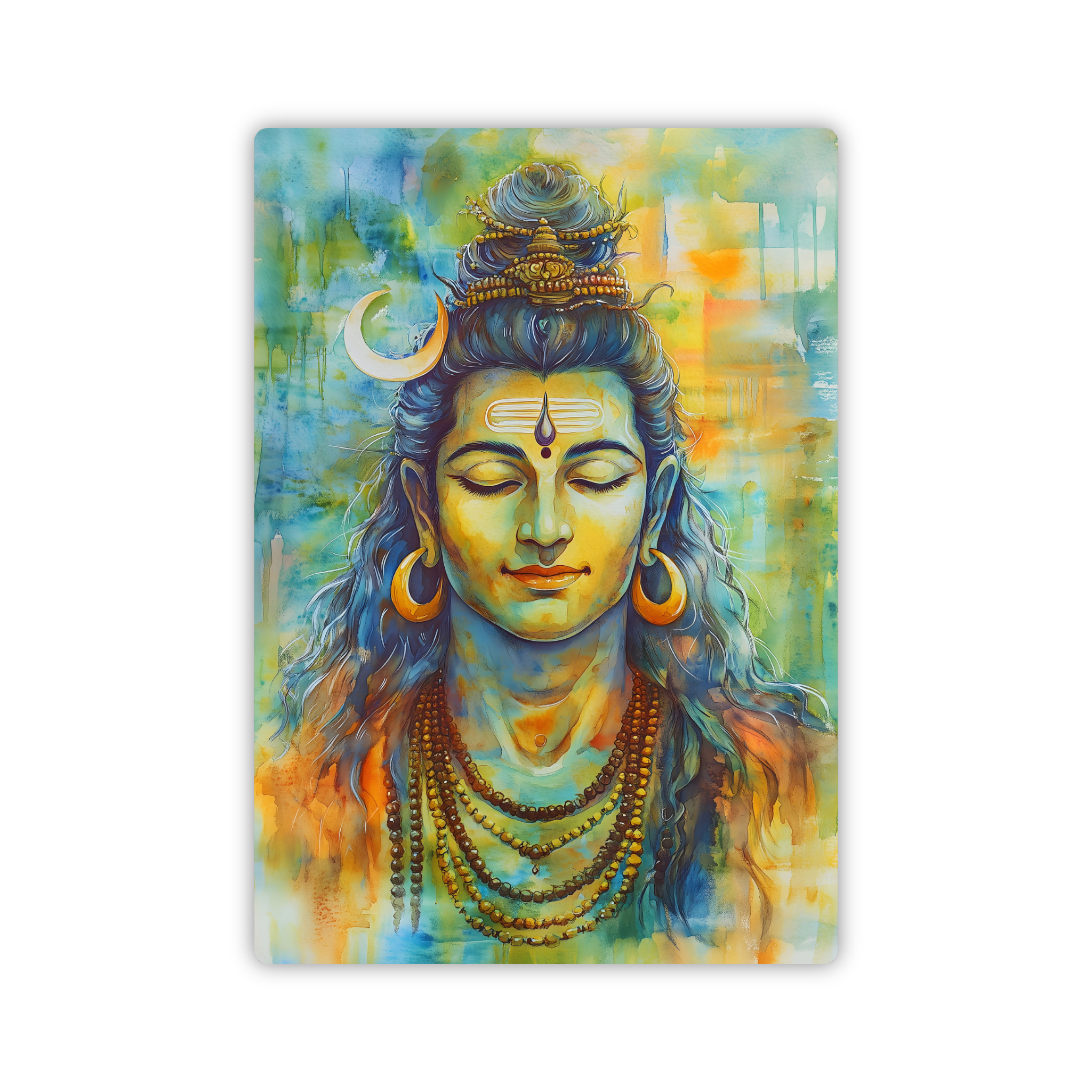 Vibrant Shiva Watercolor Glow Fridge Magnet – Spiritual Aura Decor
