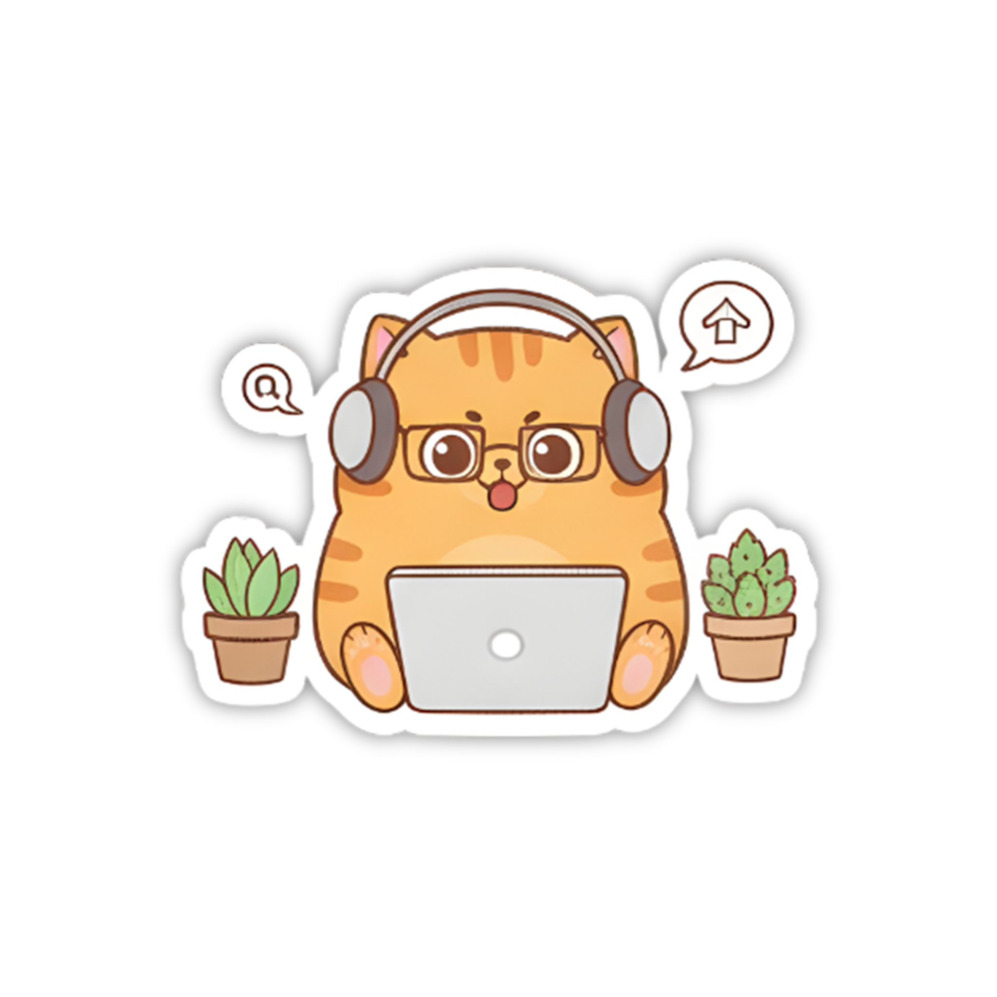 Productive Cat Study Mode Sticker