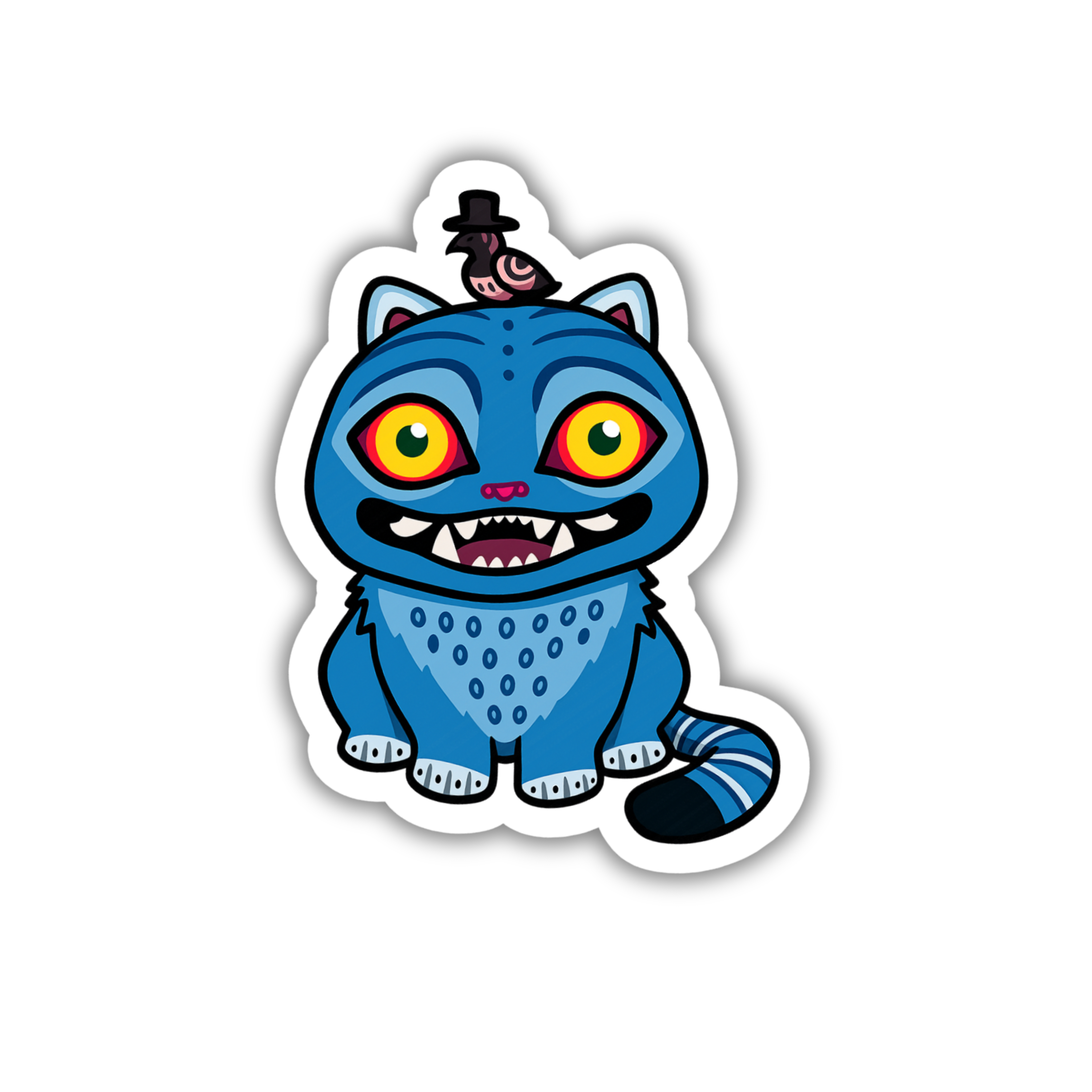 Blue Neon Cat Idol Mascot Vinyl Sticker | K-Pop Aesthetic Fandom Laptop Decal | Snap Magicians