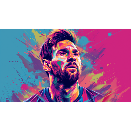 Football Legends Poster Collection – Ronaldo, Messi & Neymar Wall Art – Messi Glow