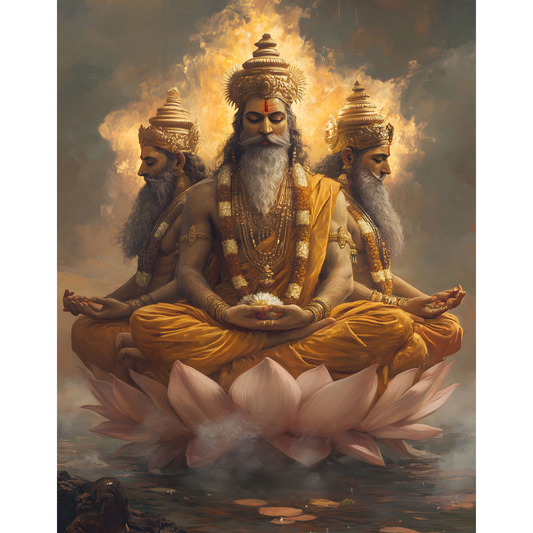 Lord Brahma Poster – Hindu God Wall Art | Creator of the Universe Spiritual Print