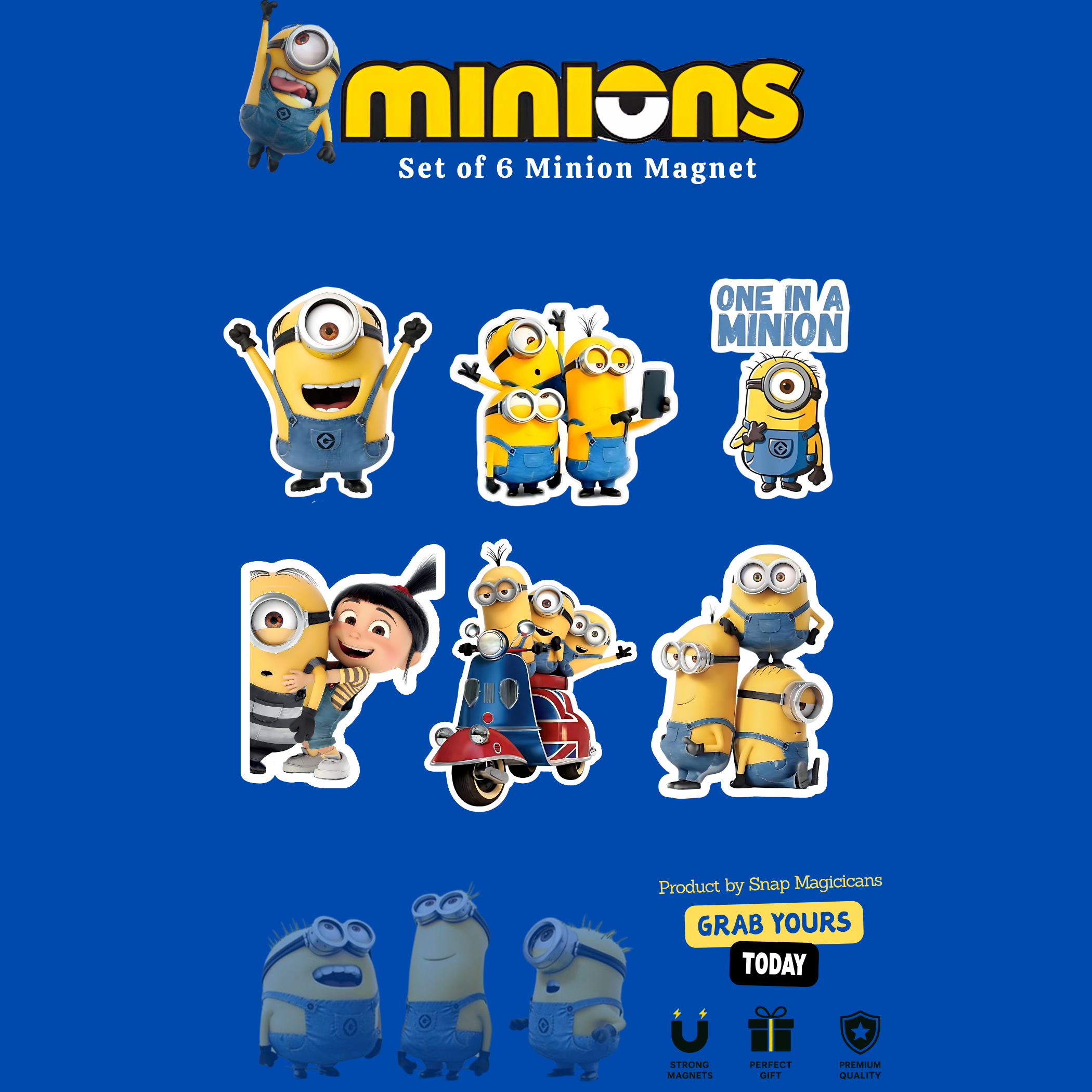 Minion Flexible Magnet Set of 6 | Cartoon Collectible Gift