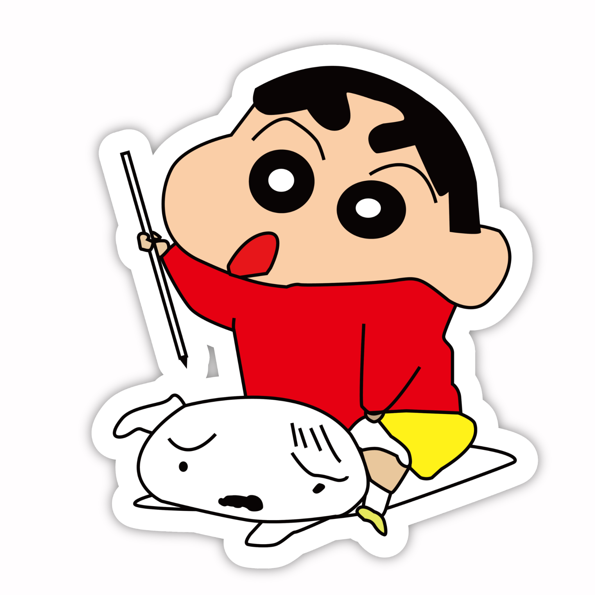 Shinchan Hugging Dog Sticker
