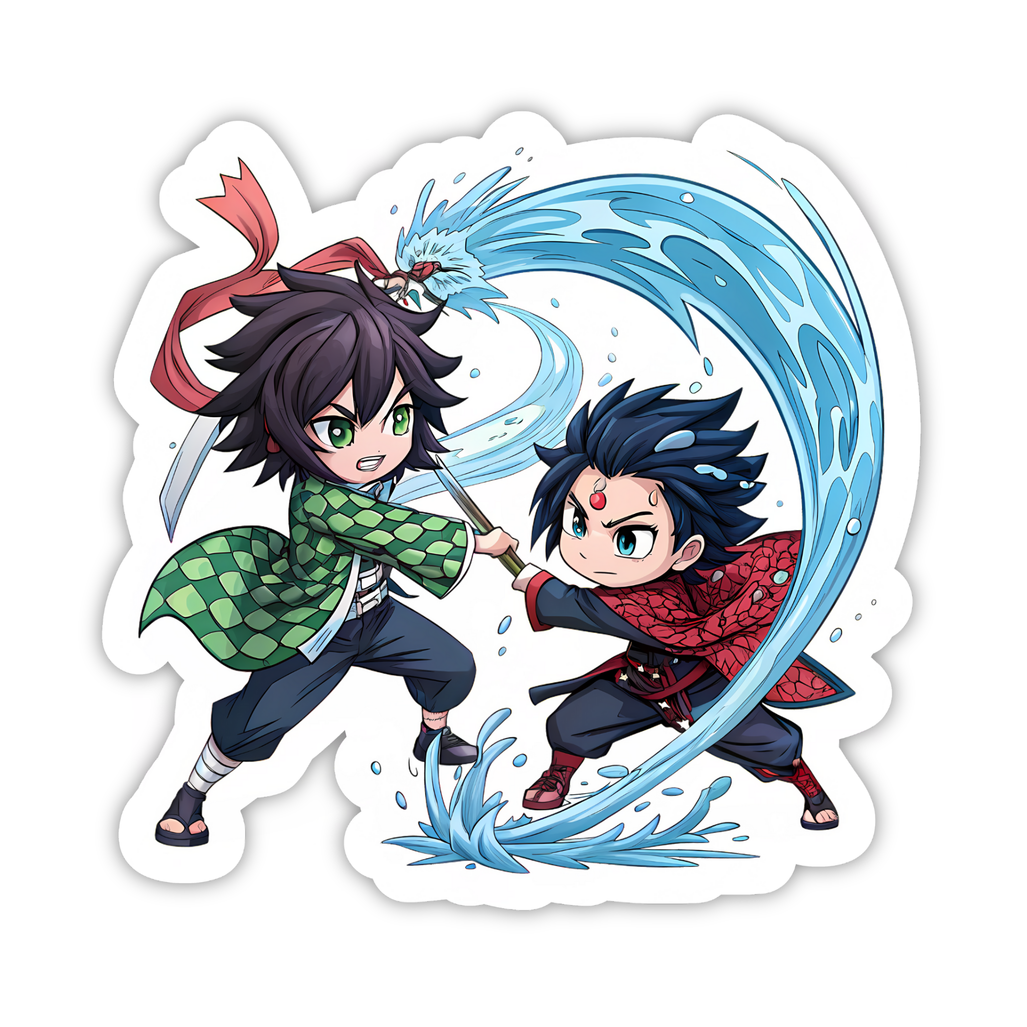 Tanjiro & Water Breathing Chibi Sticker