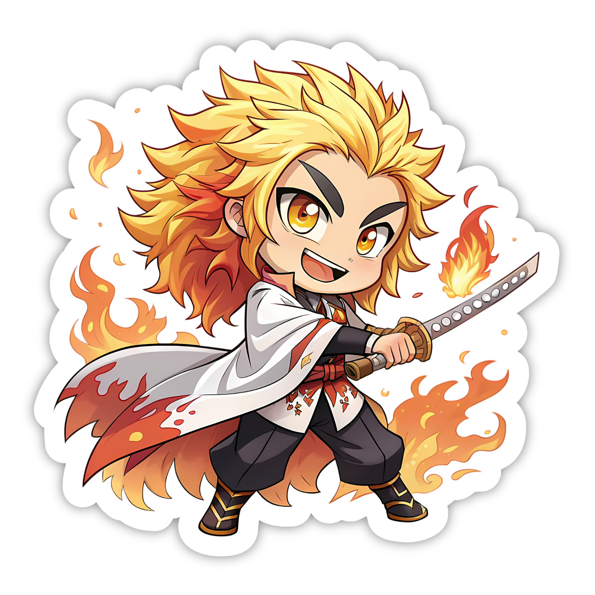 Kyojuro Rengoku Chibi Sticker (Flame Sword)