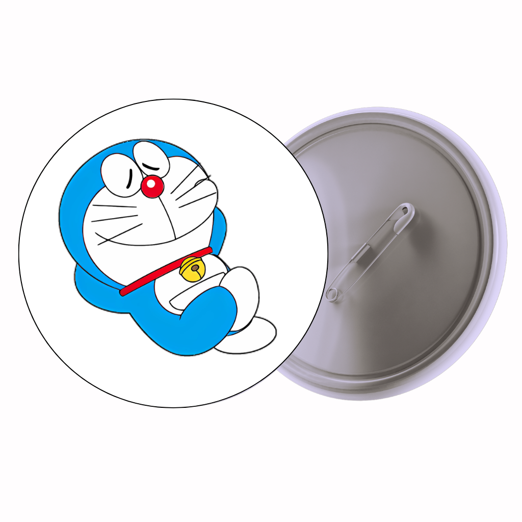 Robot Cat Sleepy Cute Pin Badge | Cartoon Badge for Bags & Jackets (2 Sizes)