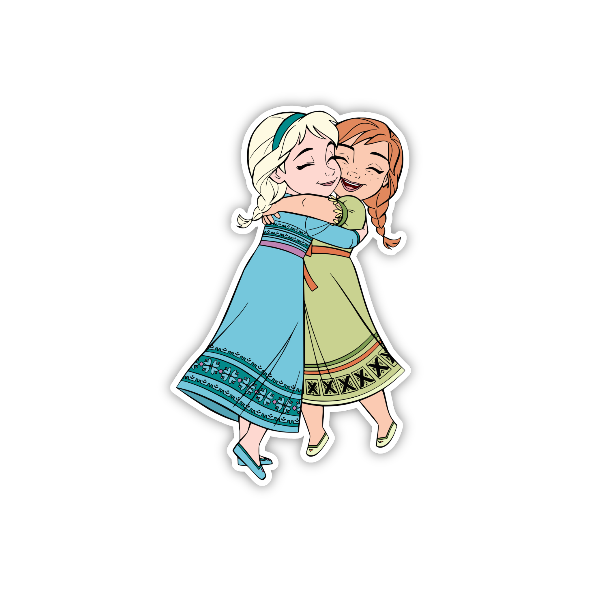 Anna & Elsa Hug Cute Sticker