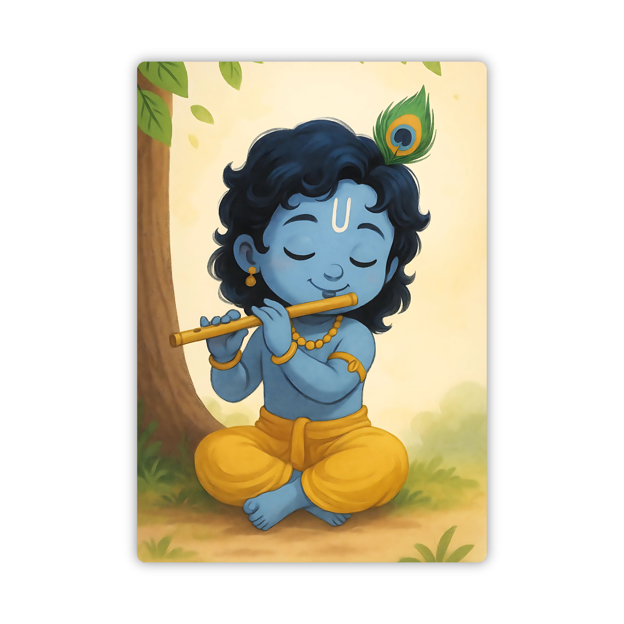 Cute Kanha Flute Smile Fridge Magnet – Little Krishna Decor