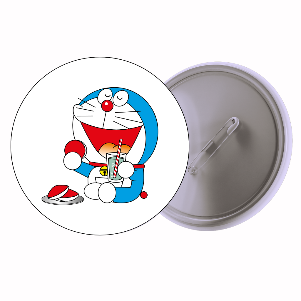 Robot Cat With Ball Cute Pin Badge | Cartoon Badge for Bags & Jackets (2 Sizes)